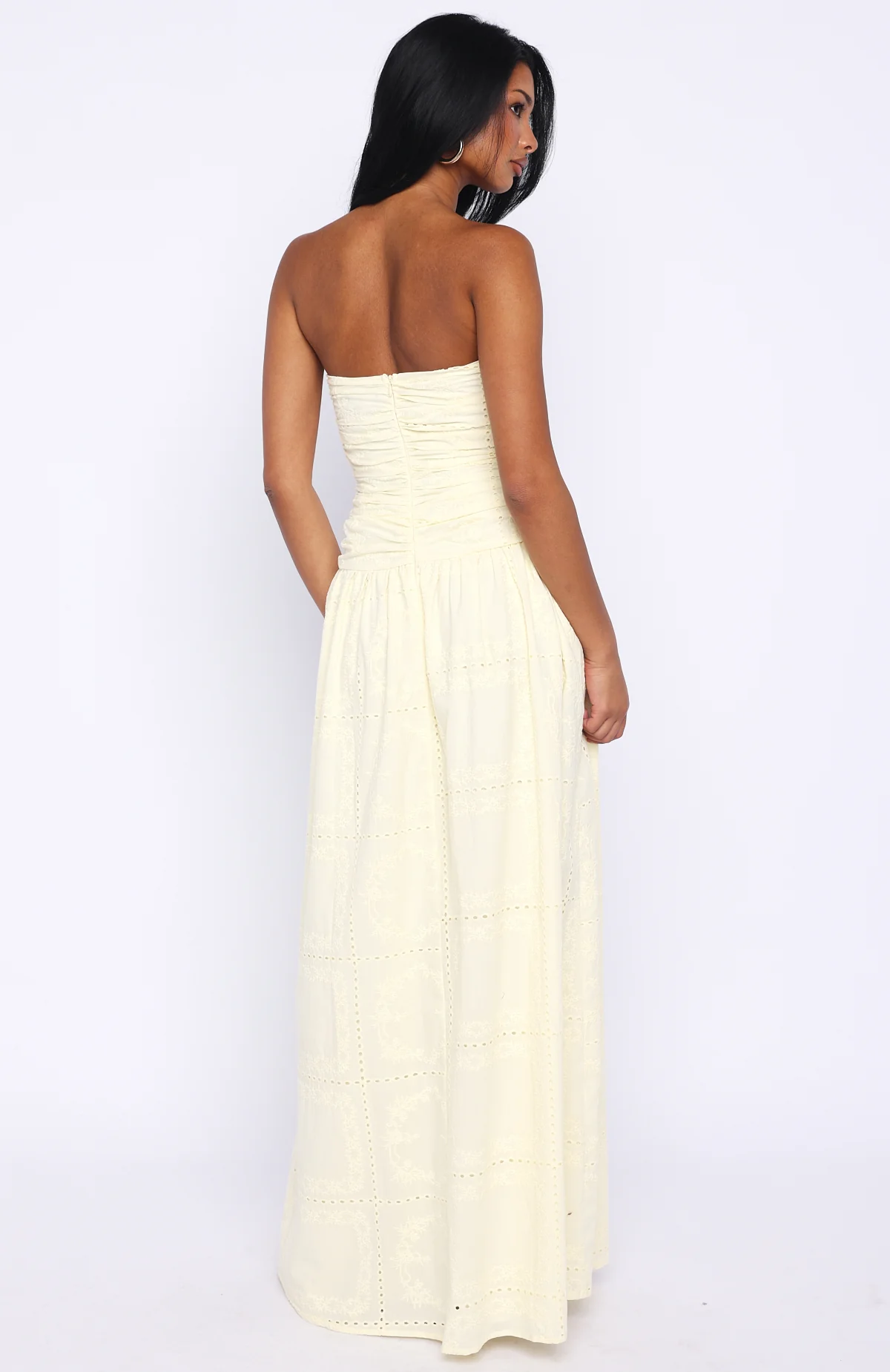 Bittersweet Babe Strapless Broderie Maxi Dress Butter - Image 4