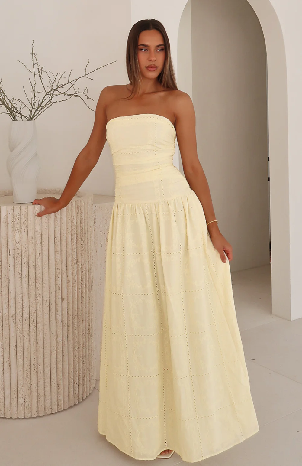 Bittersweet Babe Strapless Broderie Maxi Dress Butter - Image 5