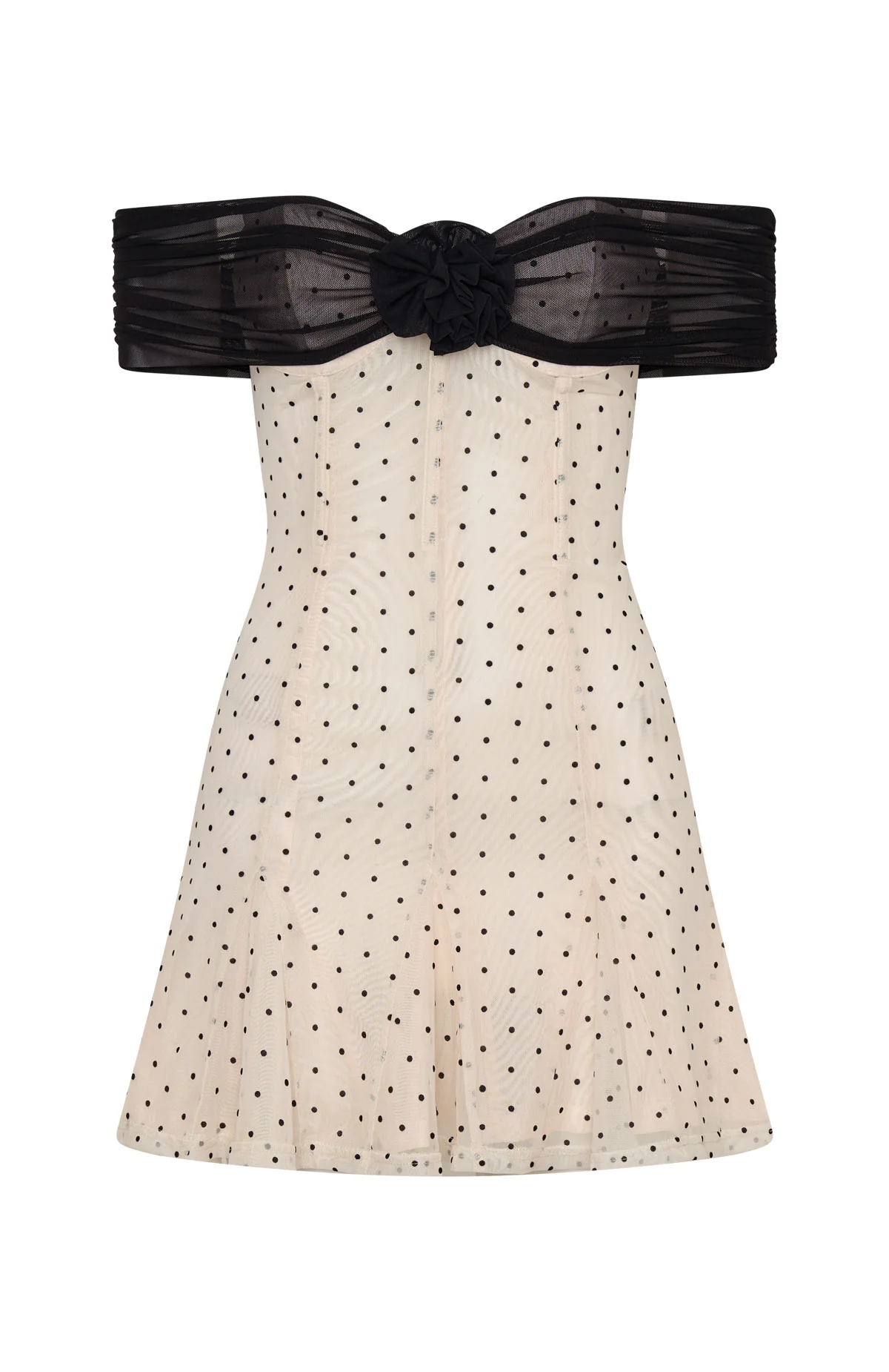Bliss Mode Mini Dress Cream/Black Polka Dot - Image 8