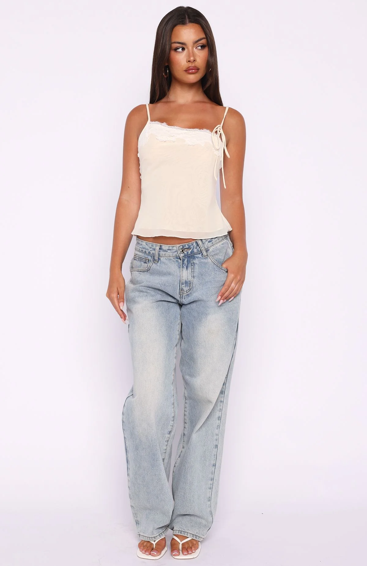 Blissfully Bold Lace Cami Top Cream - Image 5