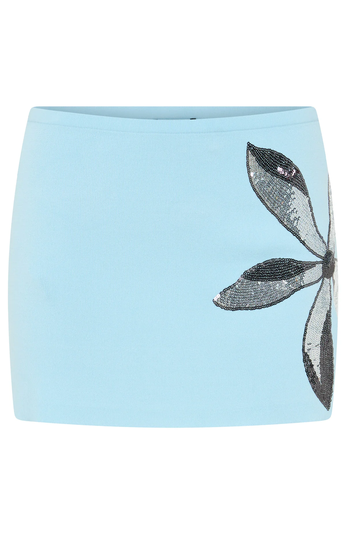 Bloom And Tease Knit Mini Skirt Ice Blue - Image 7