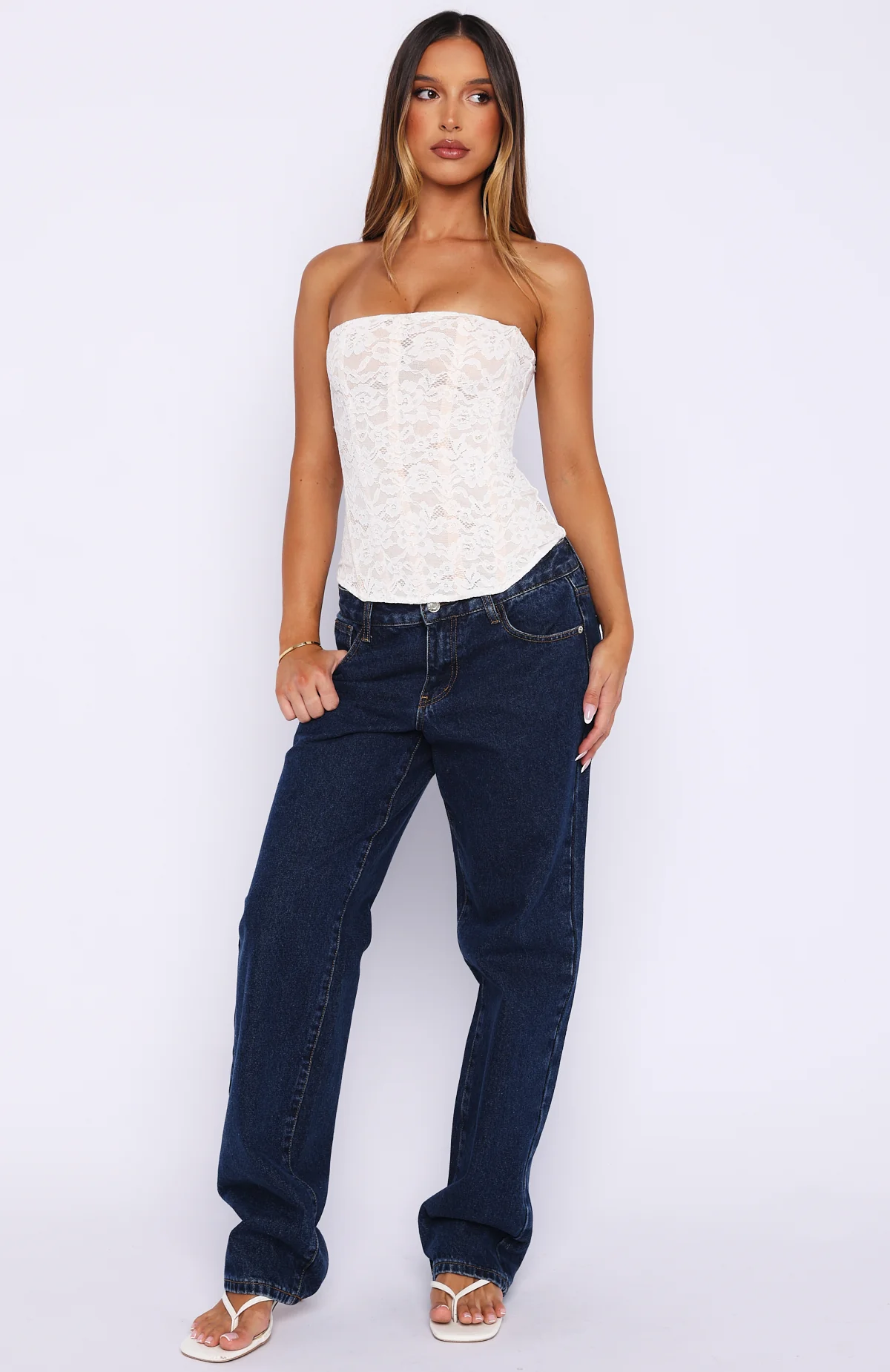 Booking My Flight Strapless Lace Bustier White - Image 5