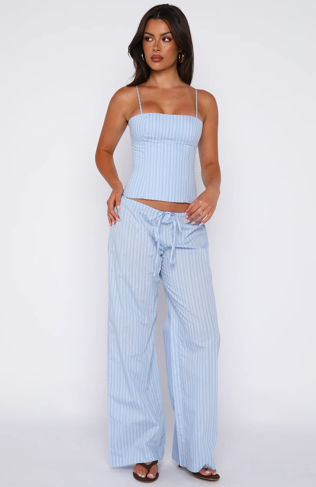 Born To Glow Wide Leg Pants Blue Stripe - Image 2