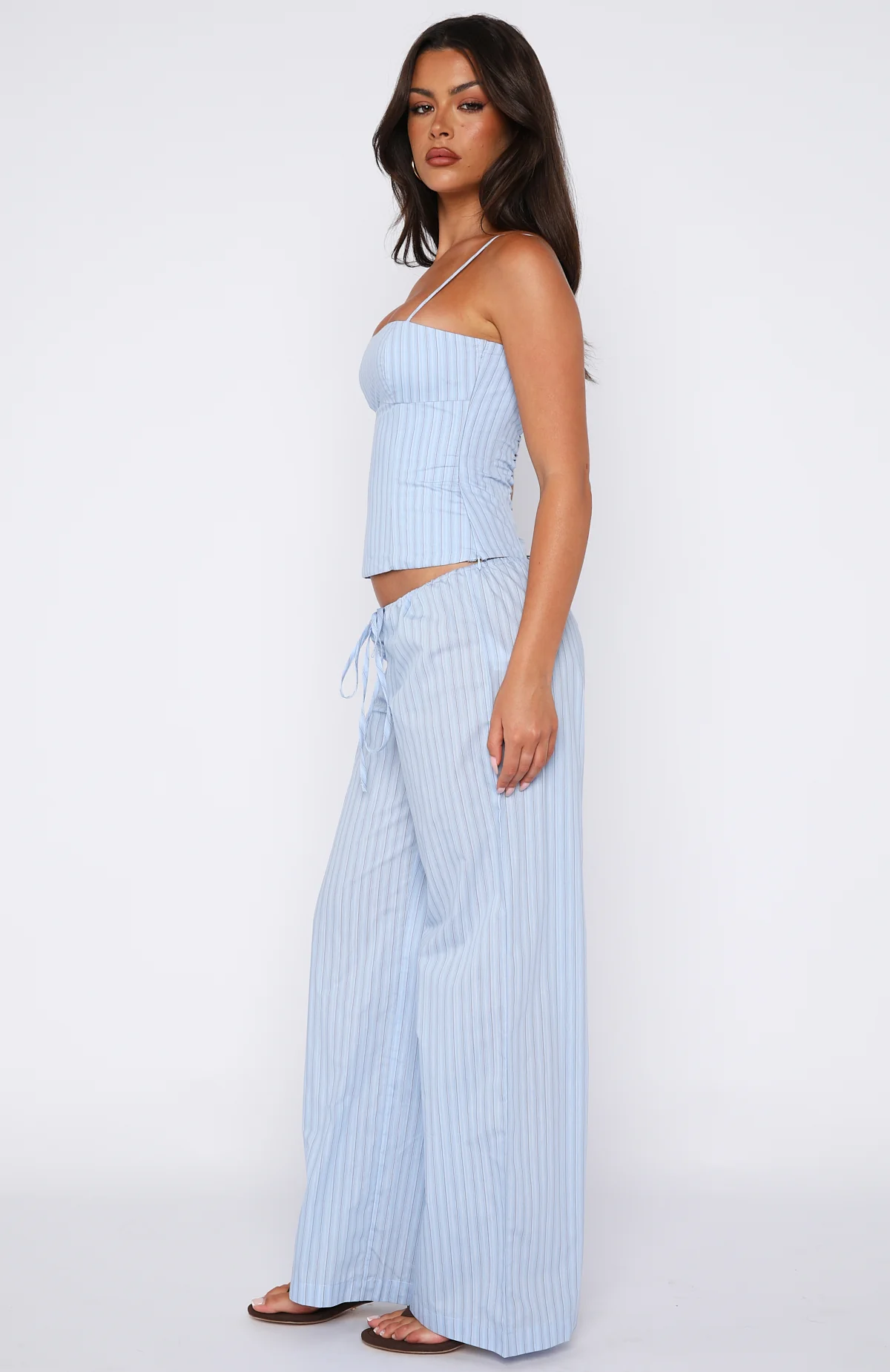 Born To Glow Wide Leg Pants Blue Stripe - Image 3