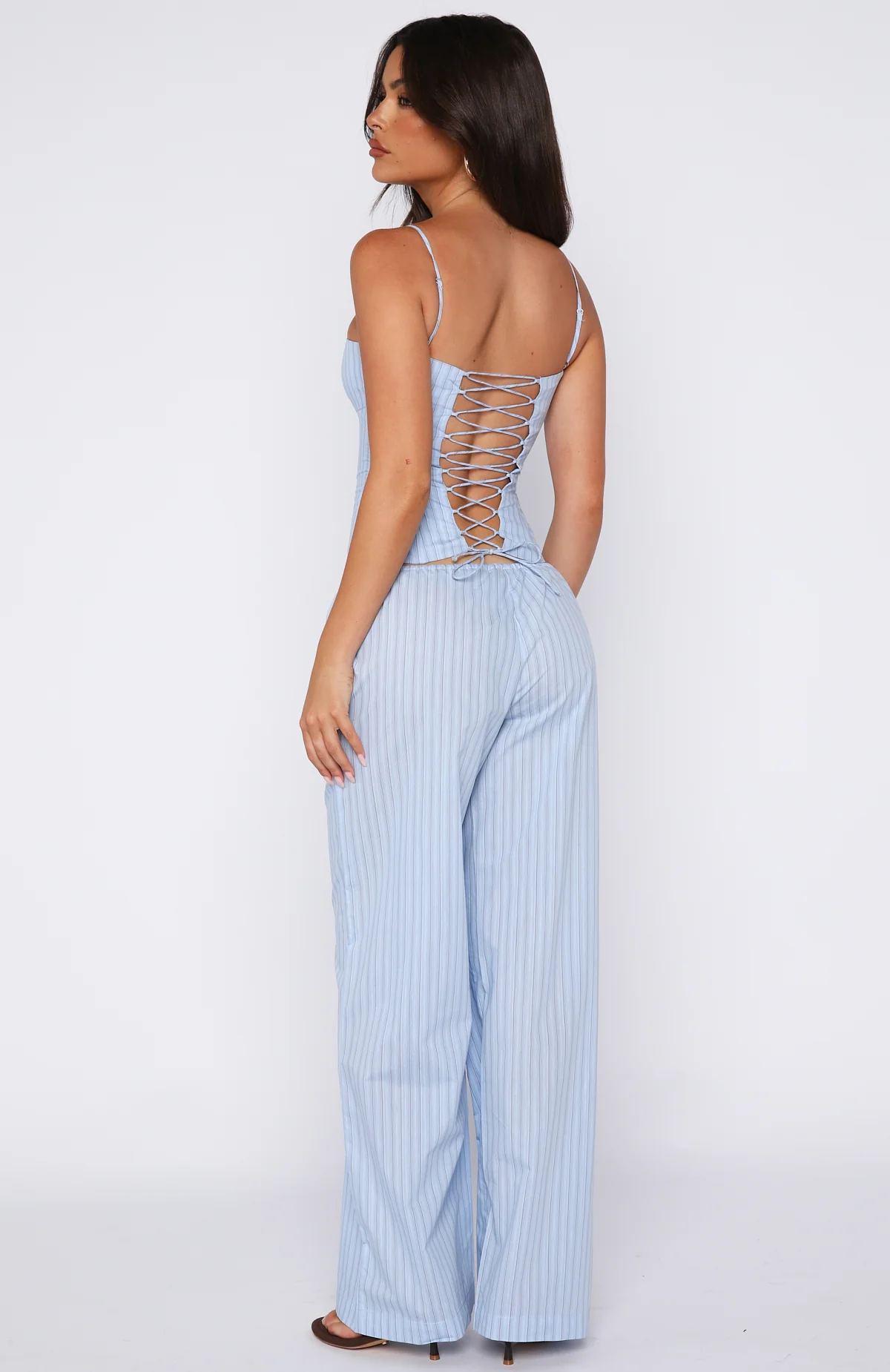 Born To Glow Wide Leg Pants Blue Stripe - Image 4