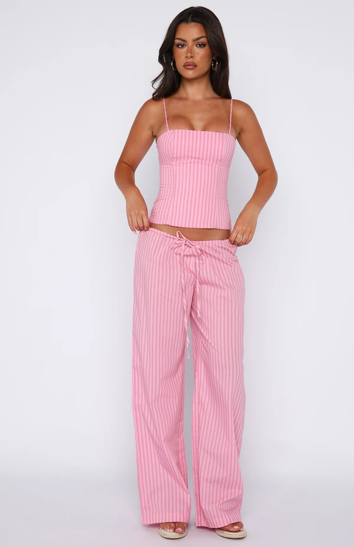 Born To Glow Wide Leg Pants Pink Stripe - Image 2