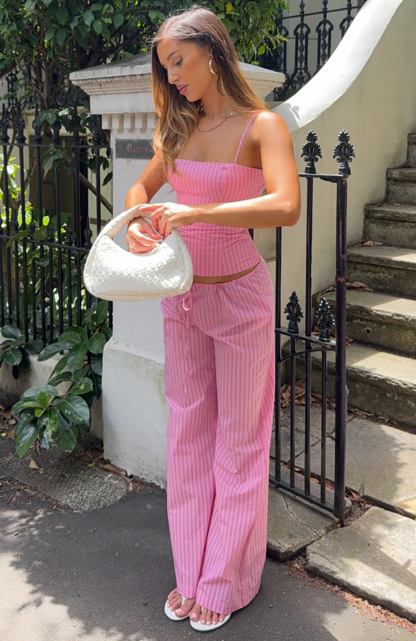 Born To Glow Wide Leg Pants Pink Stripe - Image 5