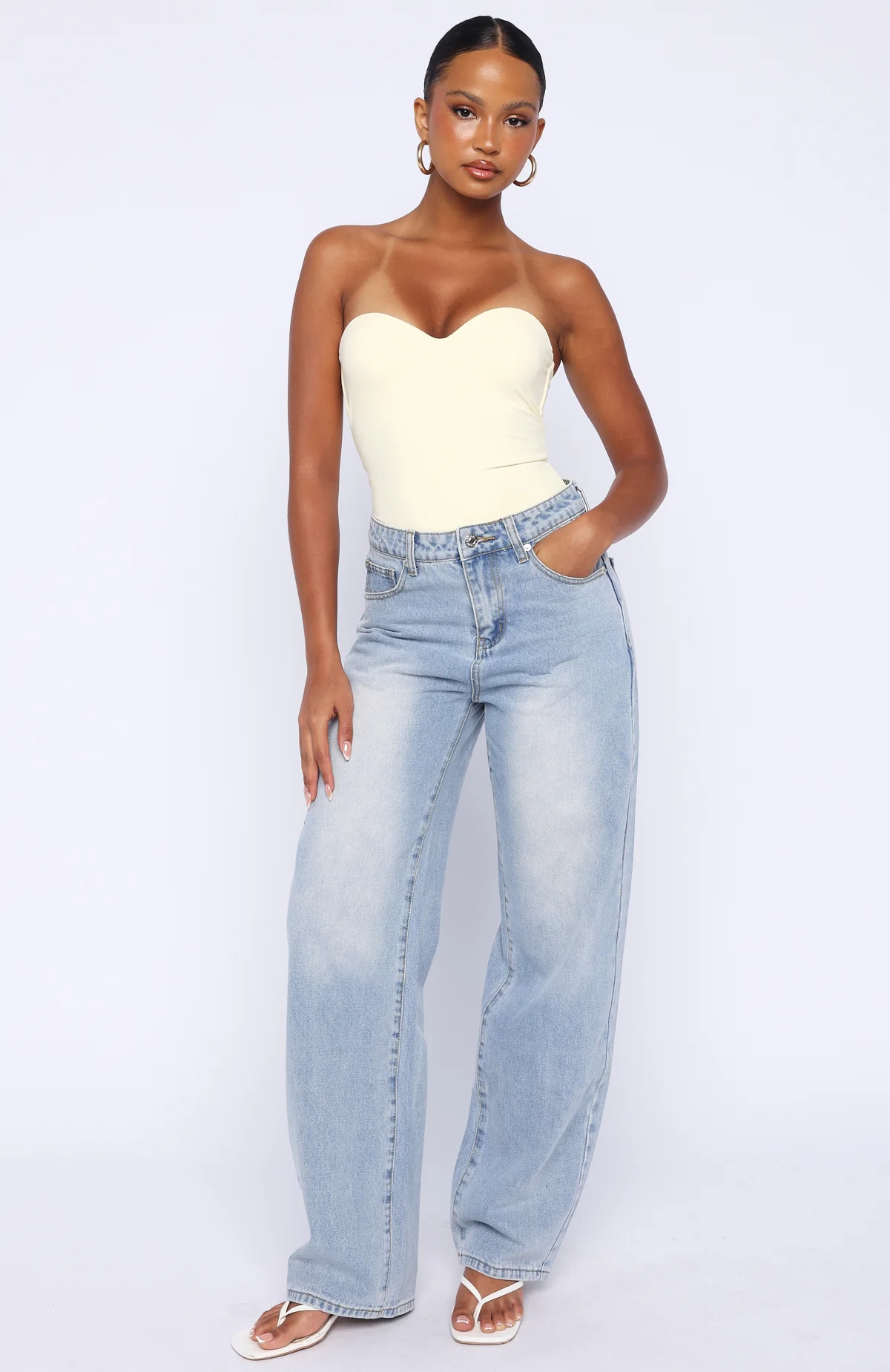 Born To Shine High Waisted Barrel Jeans Light Blue - Image 2