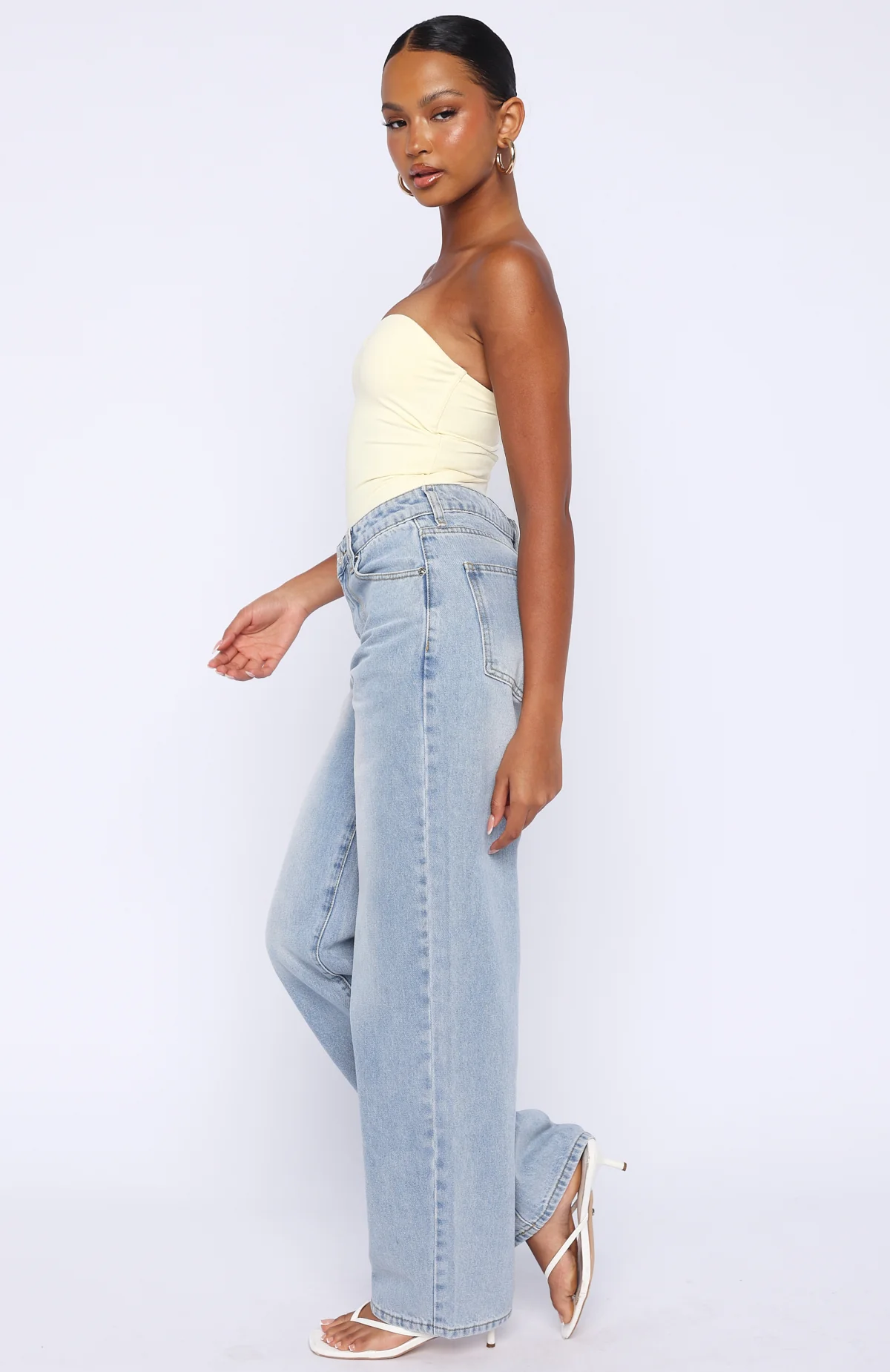 Born To Shine High Waisted Barrel Jeans Light Blue - Image 3