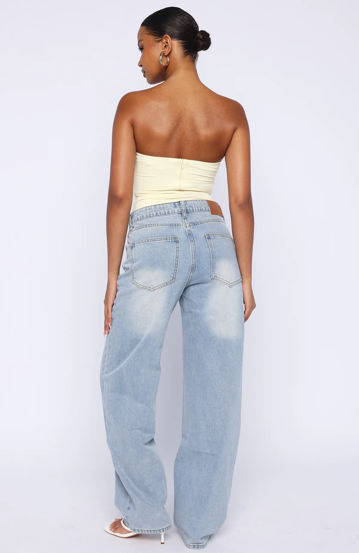 Born To Shine High Waisted Barrel Jeans Light Blue - Image 4