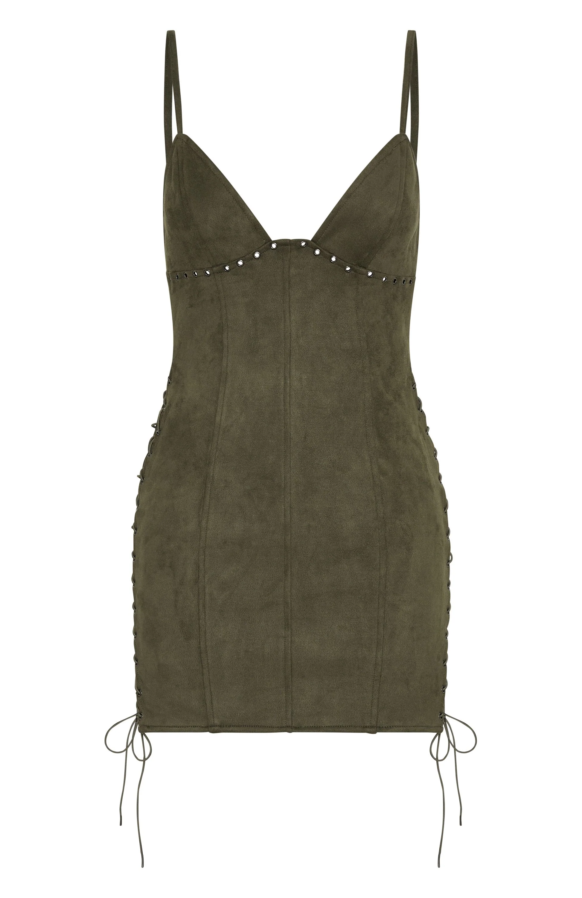 Bratty Faux Suede Mini Dress Cactus - Image 6
