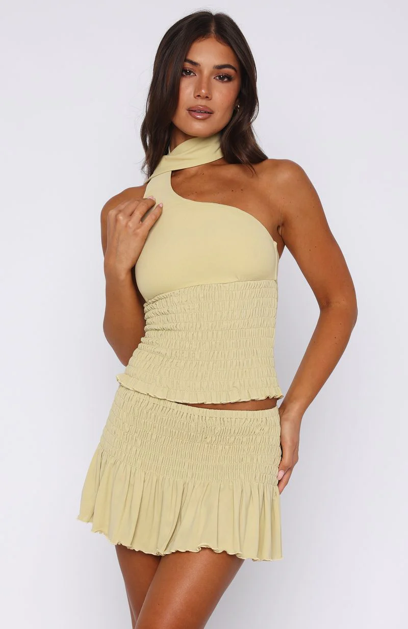 Break The Limits Shirred Mini Skirt Pistachio - Image 2