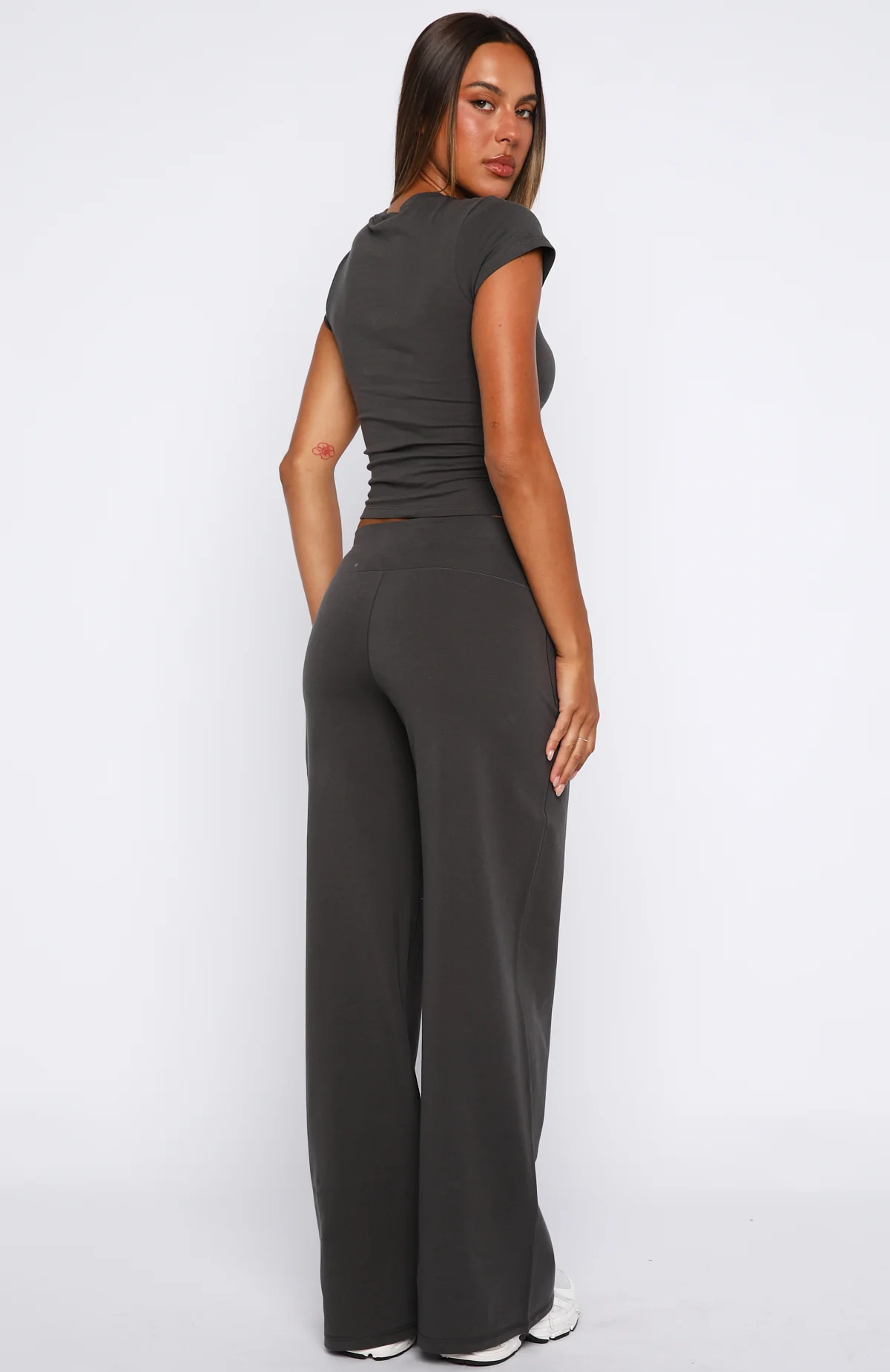 Break The Records Wide Leg Pants Charcoal - Image 4