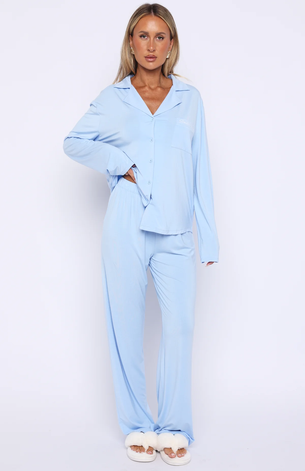 Bridal Party Long Sleeve Pyjama Set Baby Blue - Image 6