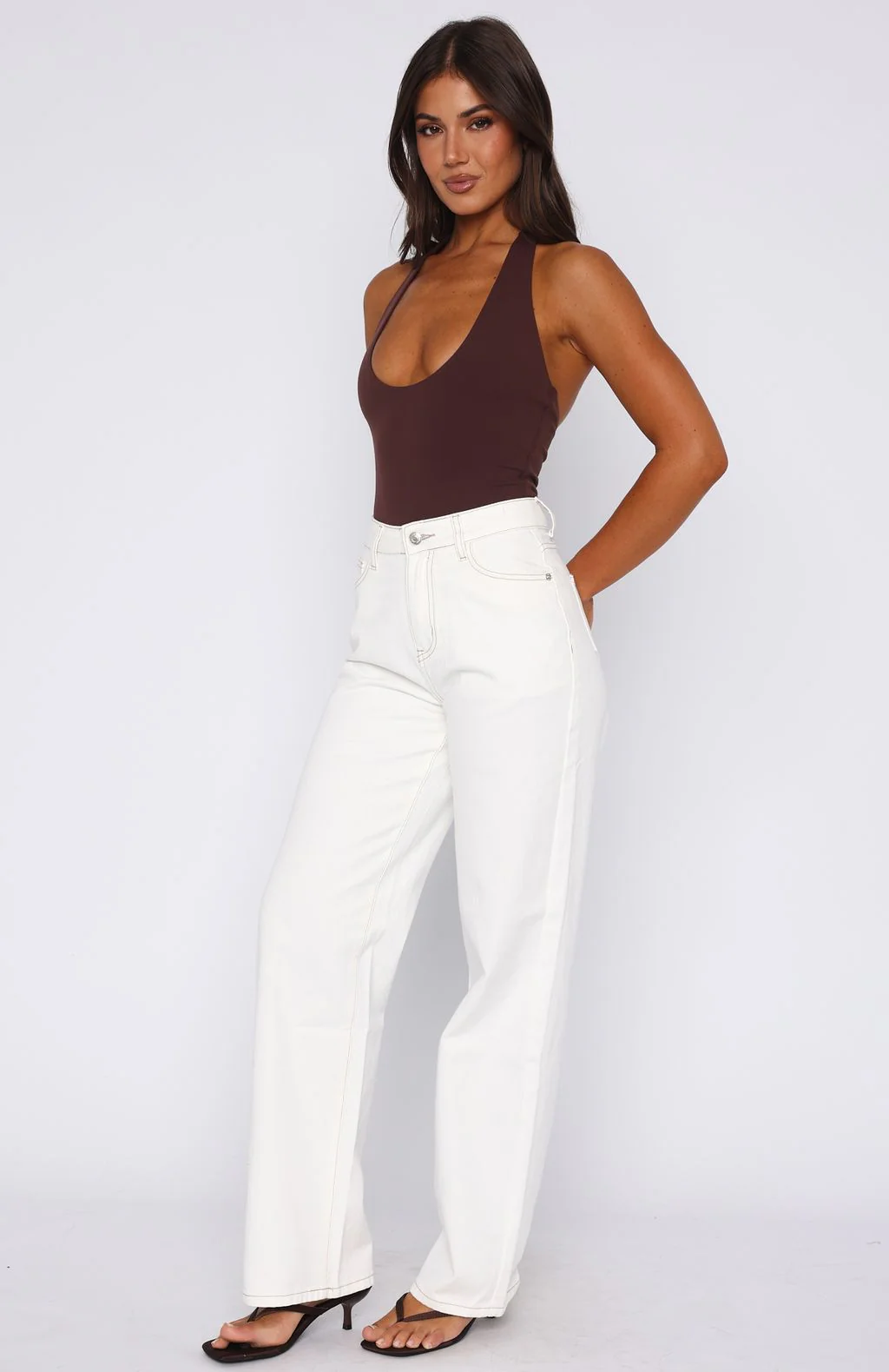 Bring The Style High Rise Wide Leg Jeans Off White - Image 4