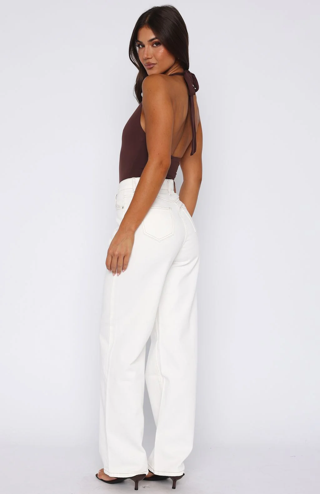 Bring The Style High Rise Wide Leg Jeans Off White - Image 5