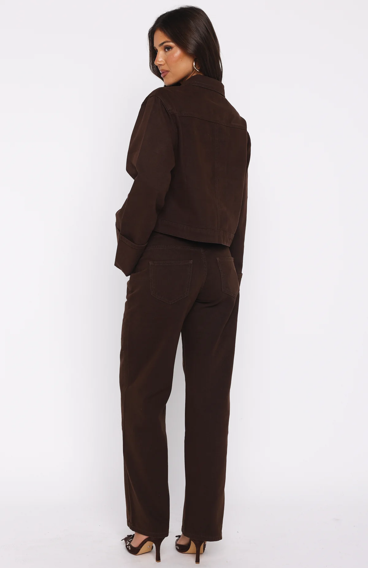 Bring The Style Low Rise Wide Leg Jeans Chocolate Wash - Image 5