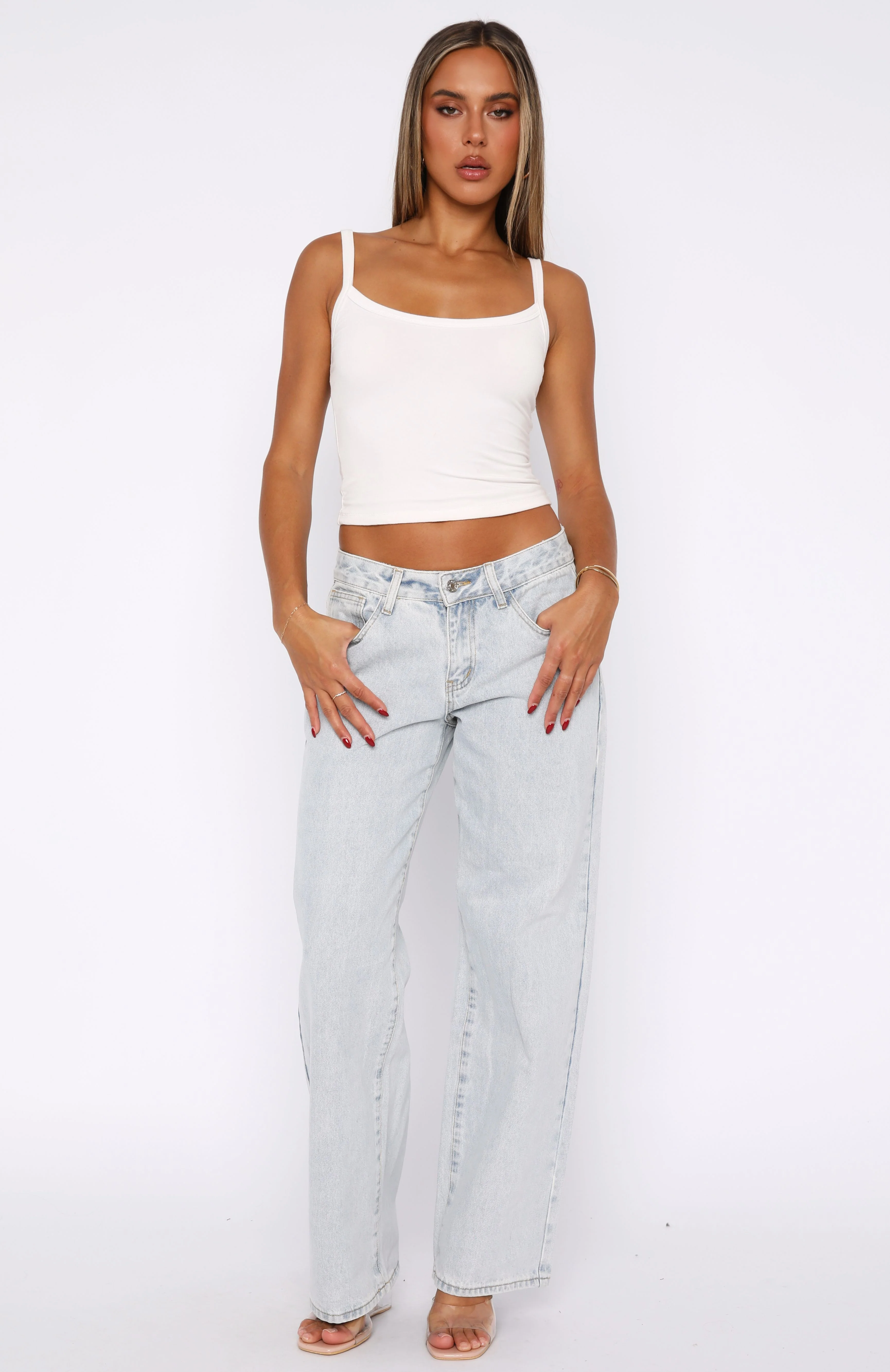 Bring The Style Low Rise Wide Leg Jeans Glacier Blue - Image 2