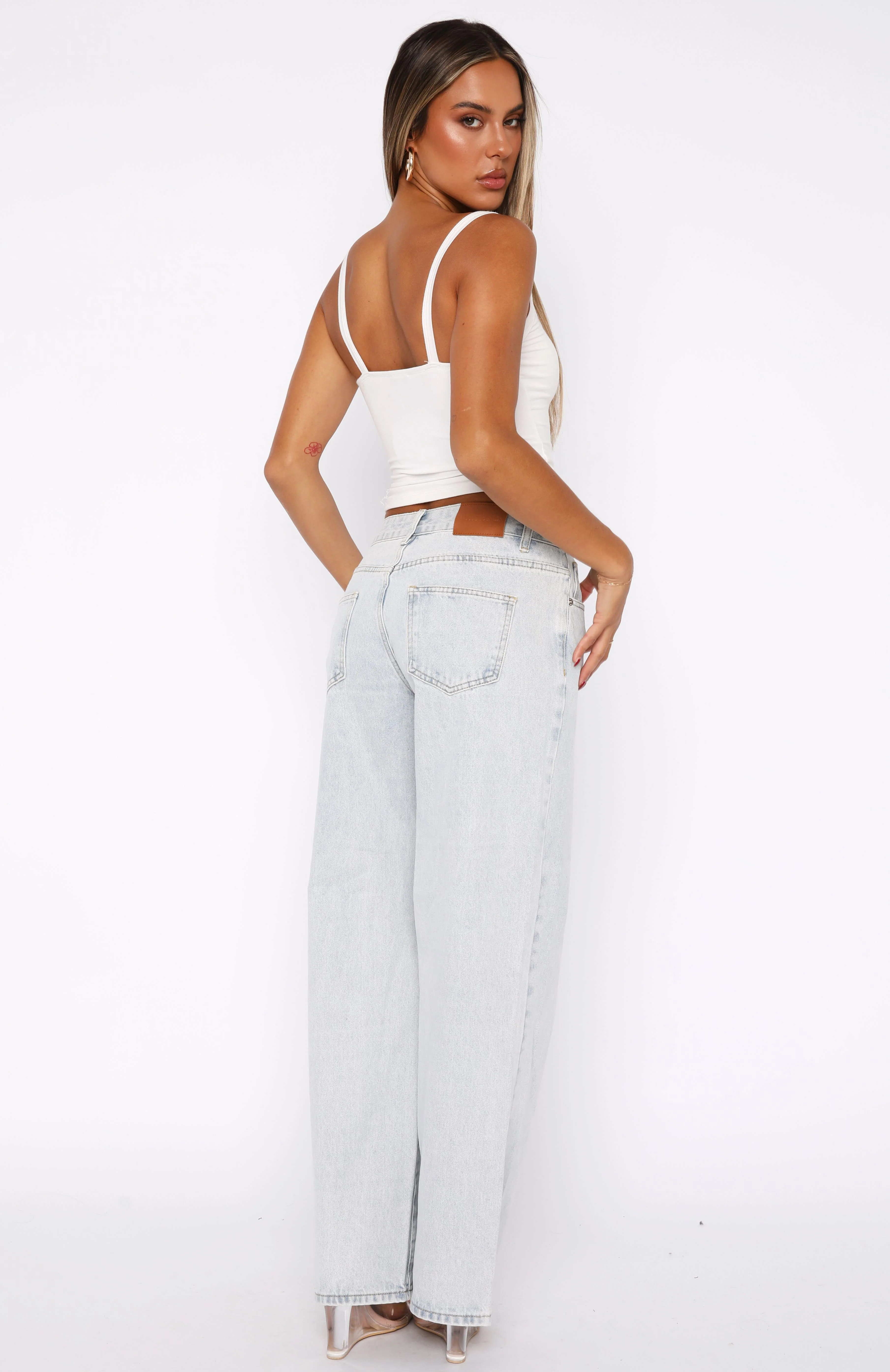 Bring The Style Low Rise Wide Leg Jeans Glacier Blue - Image 4