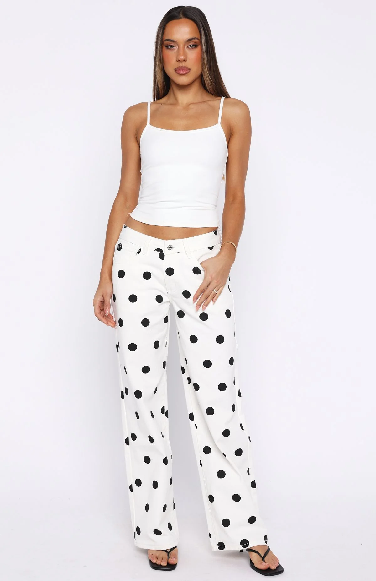 Bring The Style Low Rise Wide Leg Jeans Polka Dot - Image 5