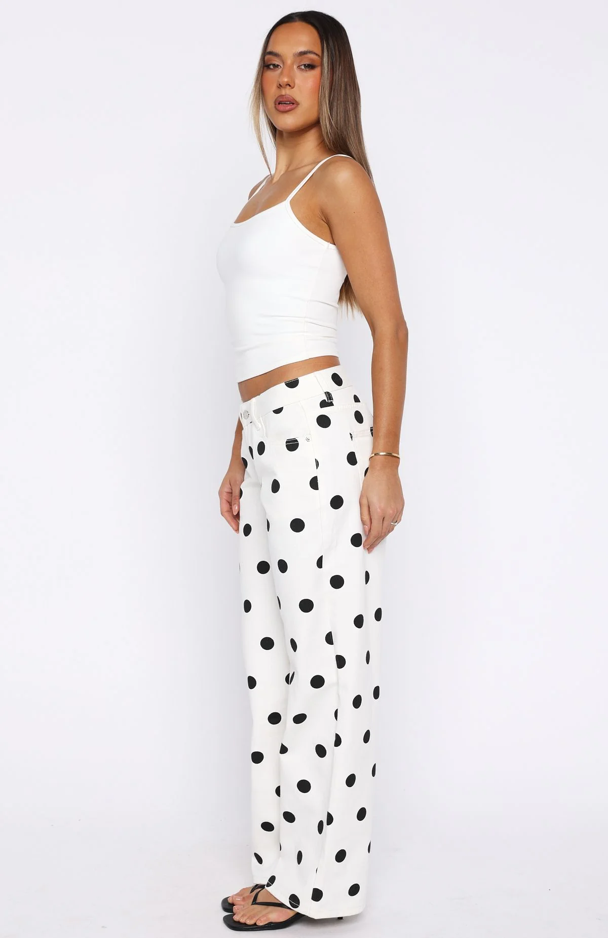 Bring The Style Low Rise Wide Leg Jeans Polka Dot - Image 6