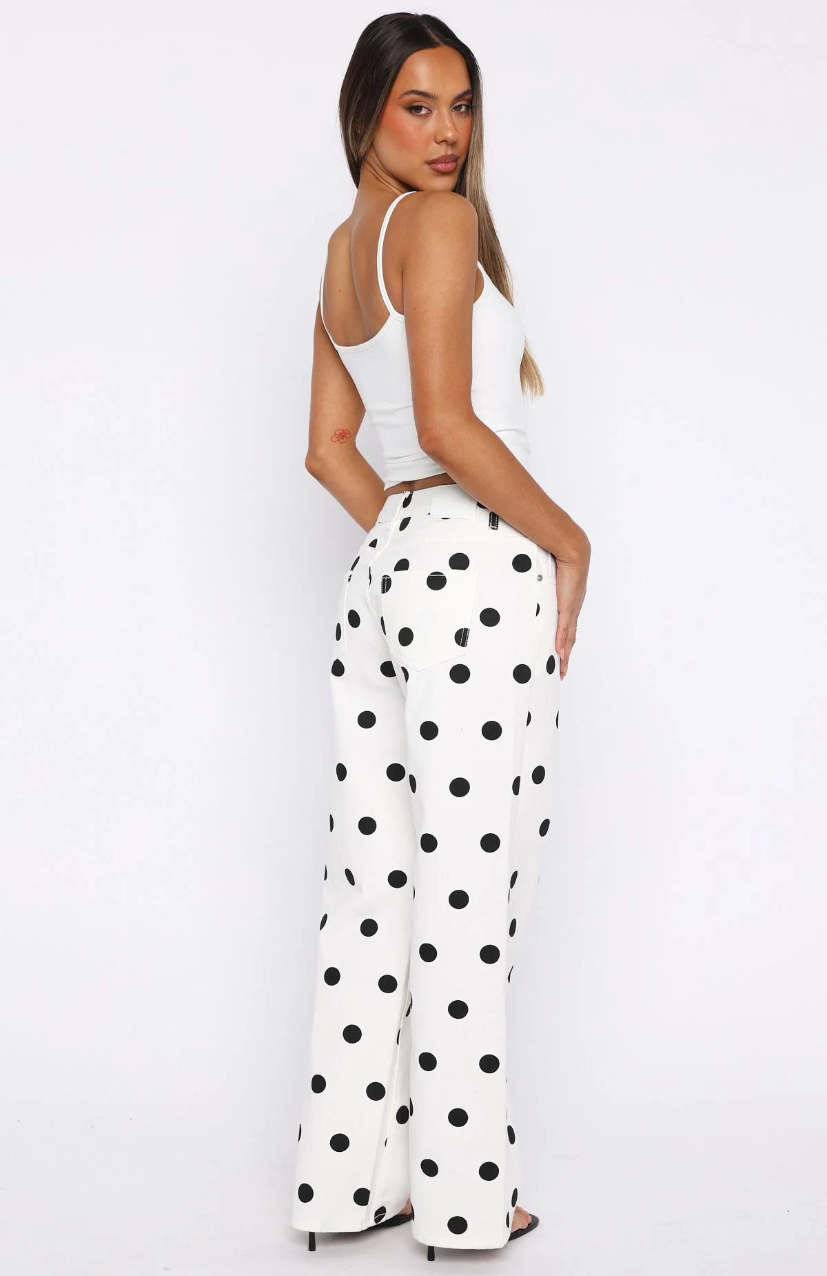 Bring The Style Low Rise Wide Leg Jeans Polka Dot - Image 7
