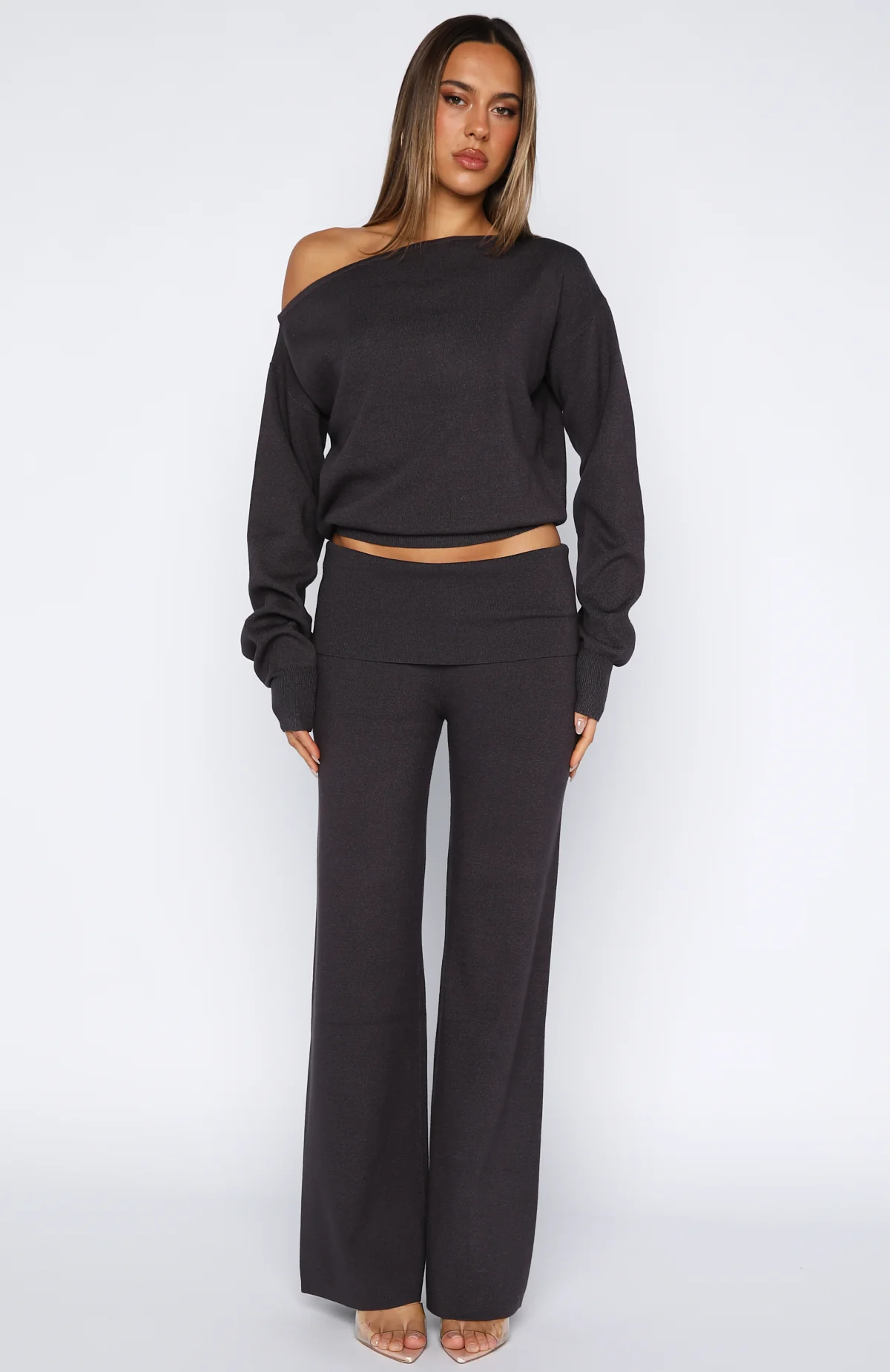 Can't Find The Words Knit Pants Charcoal - Image 2