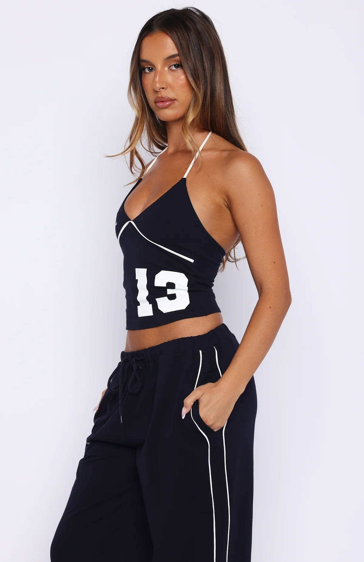 Can't Help The Feeling Halter Top Navy - Image 3