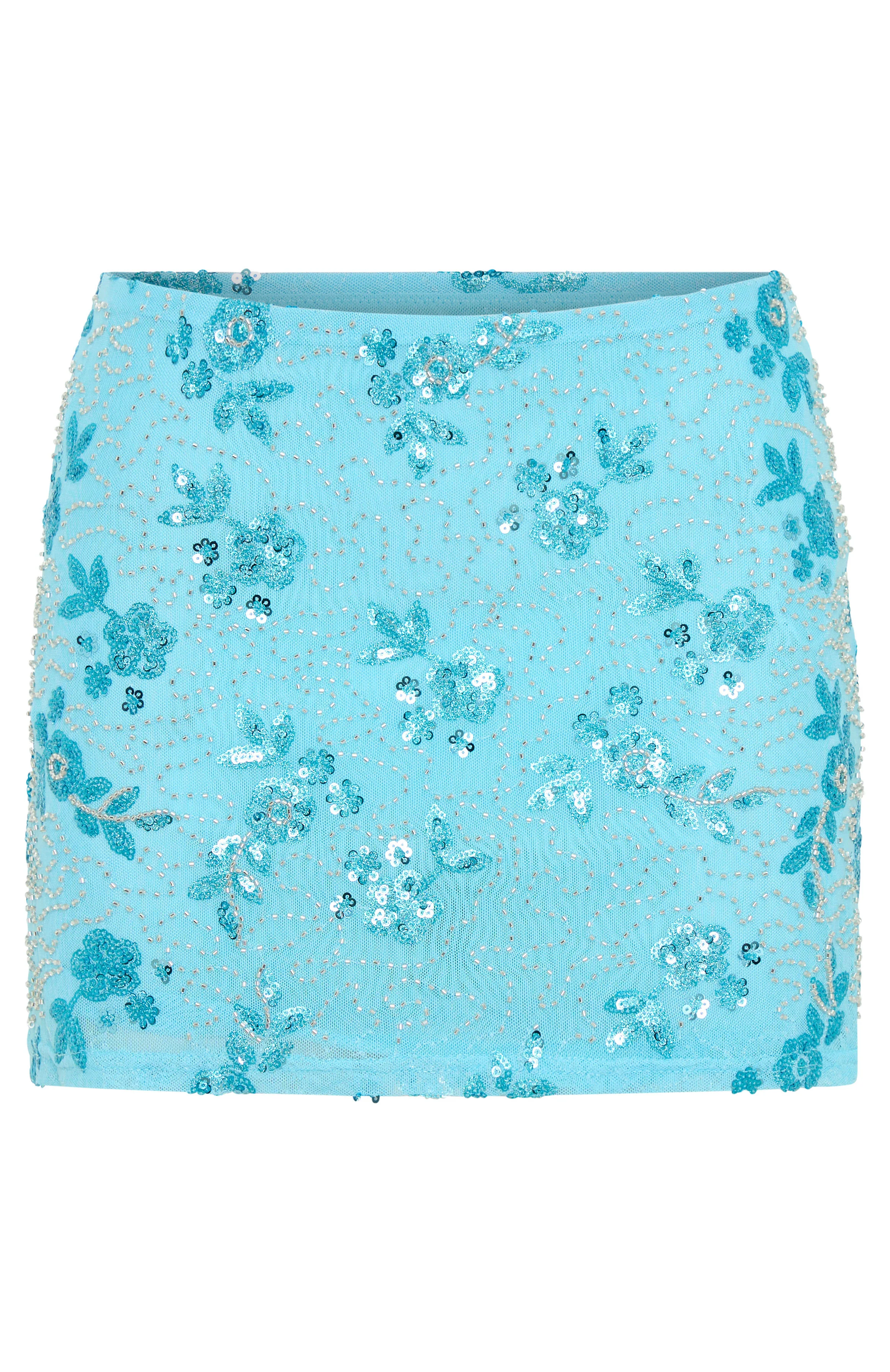 Capri Cove Beaded Mini Skirt Baby Blue - Image 7