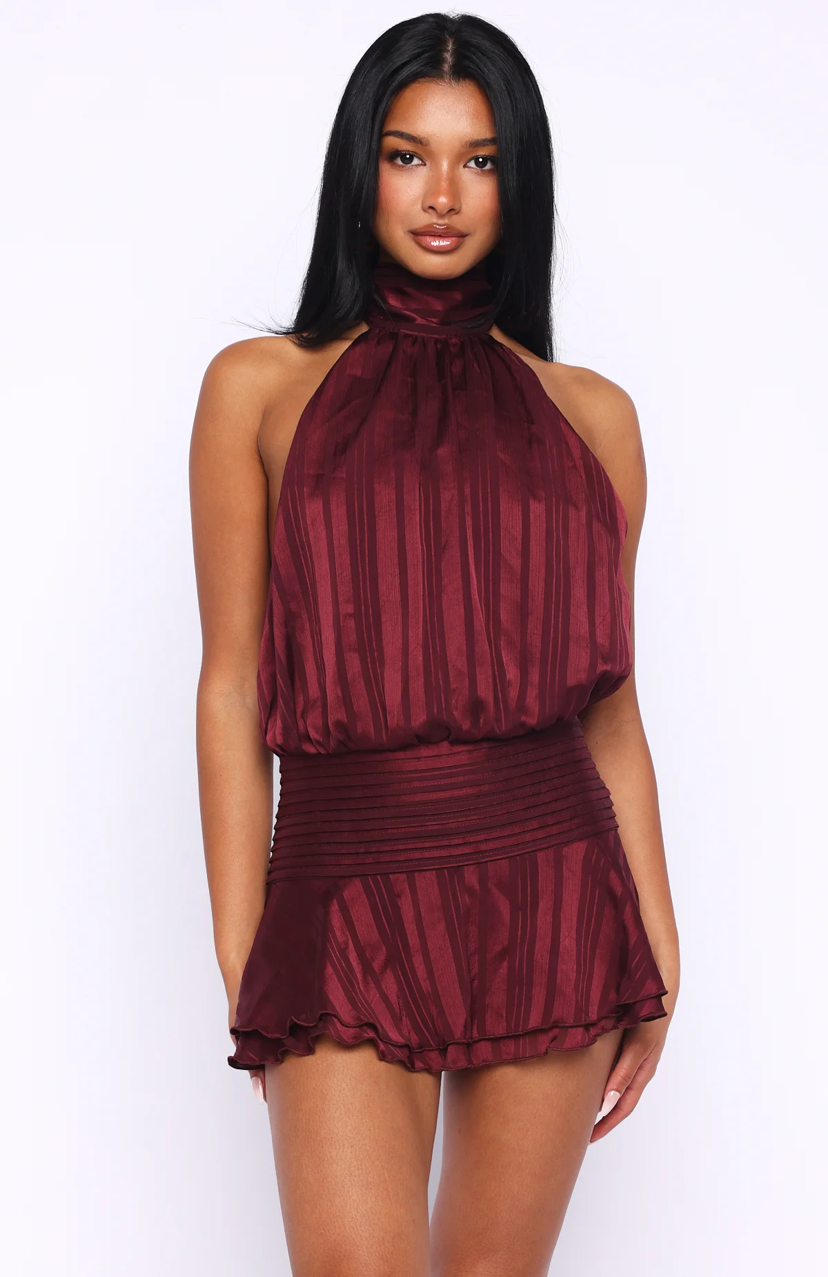 Captivate My Focus Mini Dress Wine - Image 3