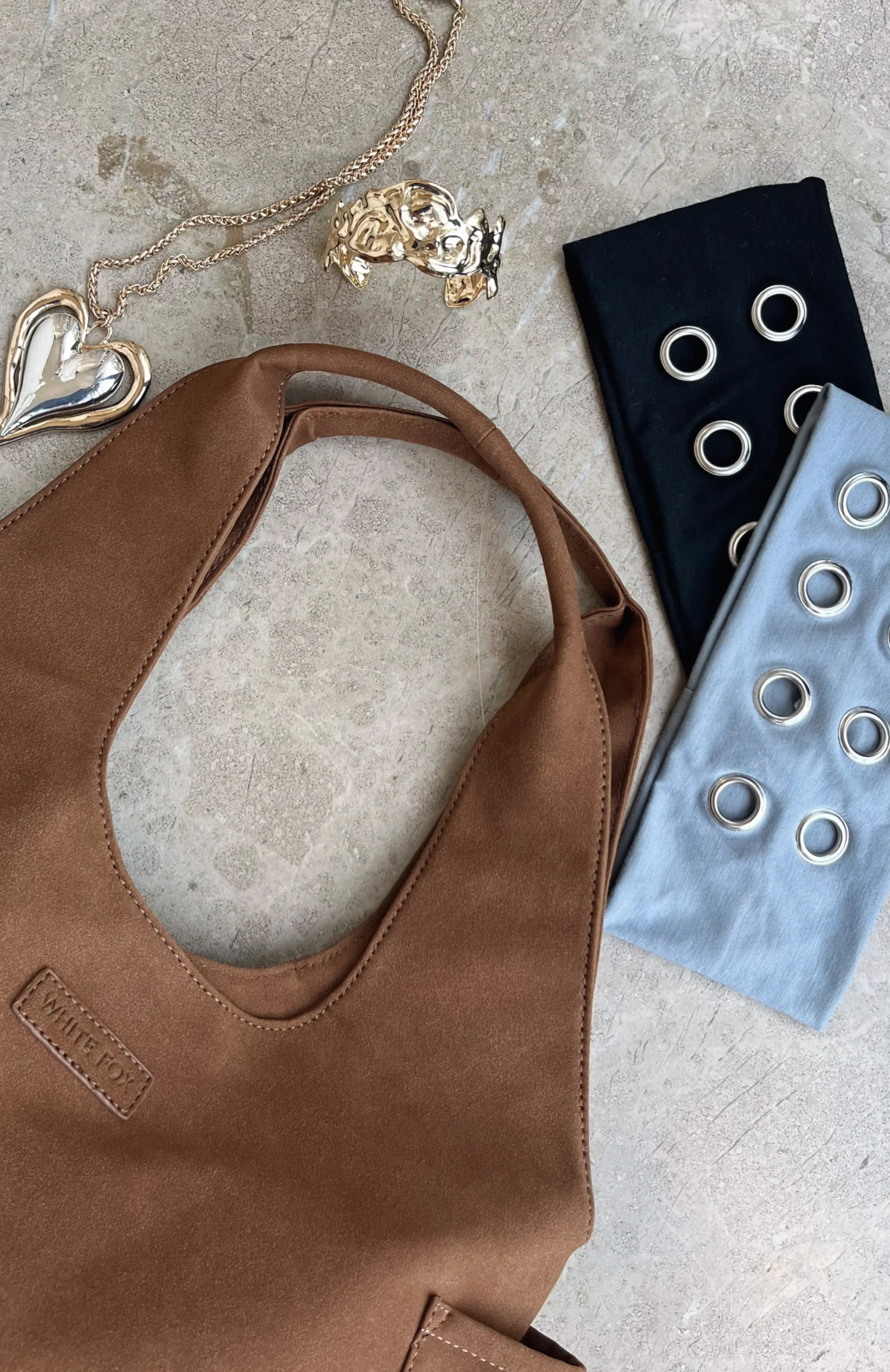 Cariane Shoulder Bag Camel Faux Suede - Image 3