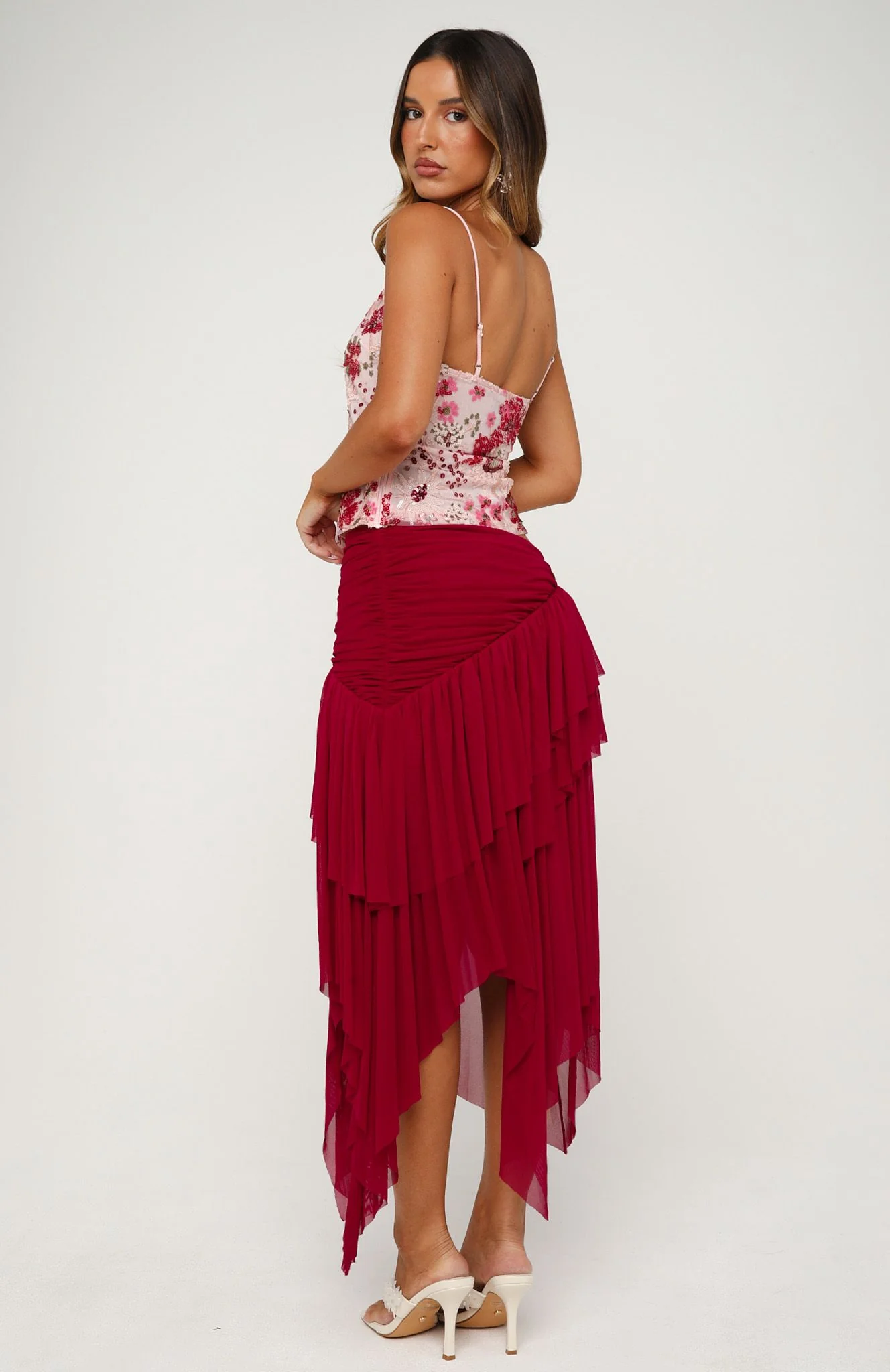 Cascade Around Me Midi Skirt Dragonfruit - Image 4