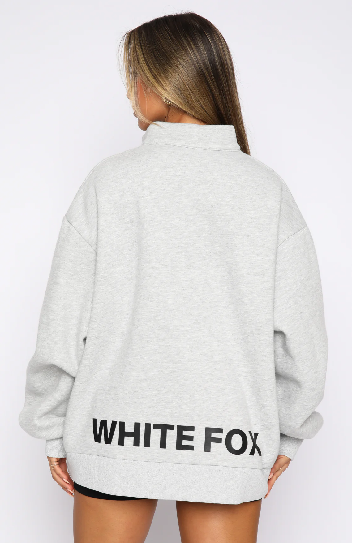 Caught Up With You Zip Front Sweater Grey Marle - Image 4