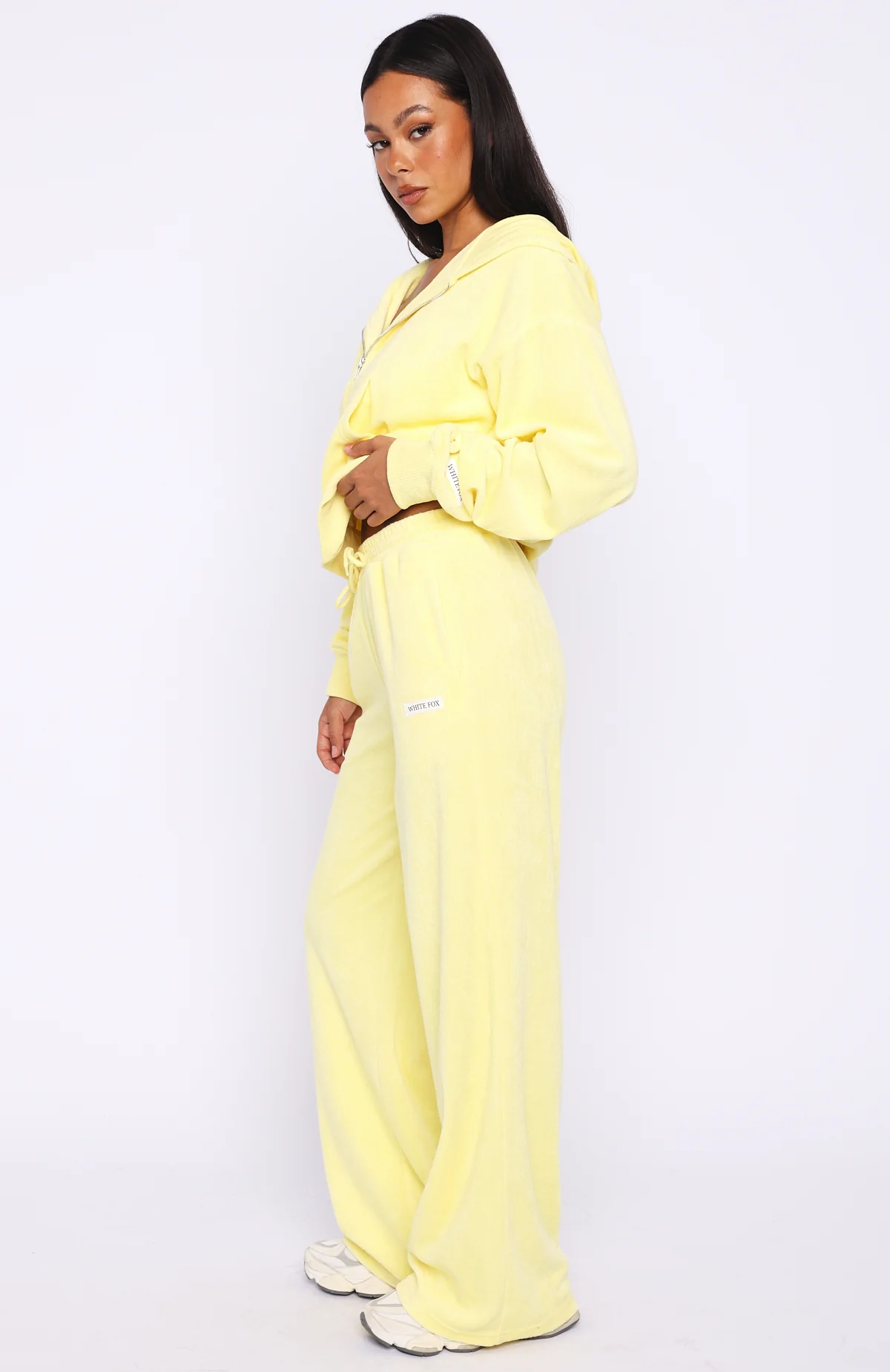 Causing Commotion Terry Wide Leg Sweatpants Lemon - Image 3