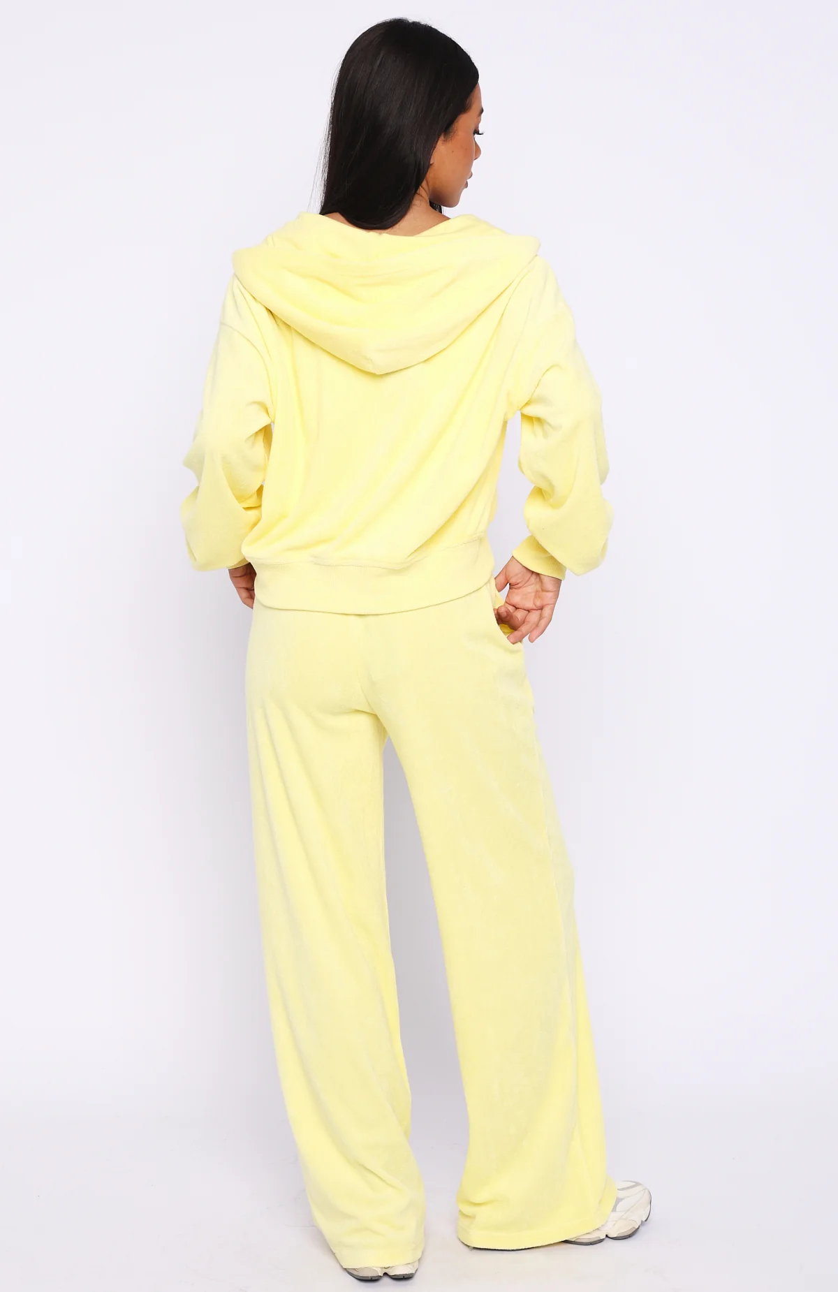 Causing Commotion Terry Wide Leg Sweatpants Lemon - Image 4