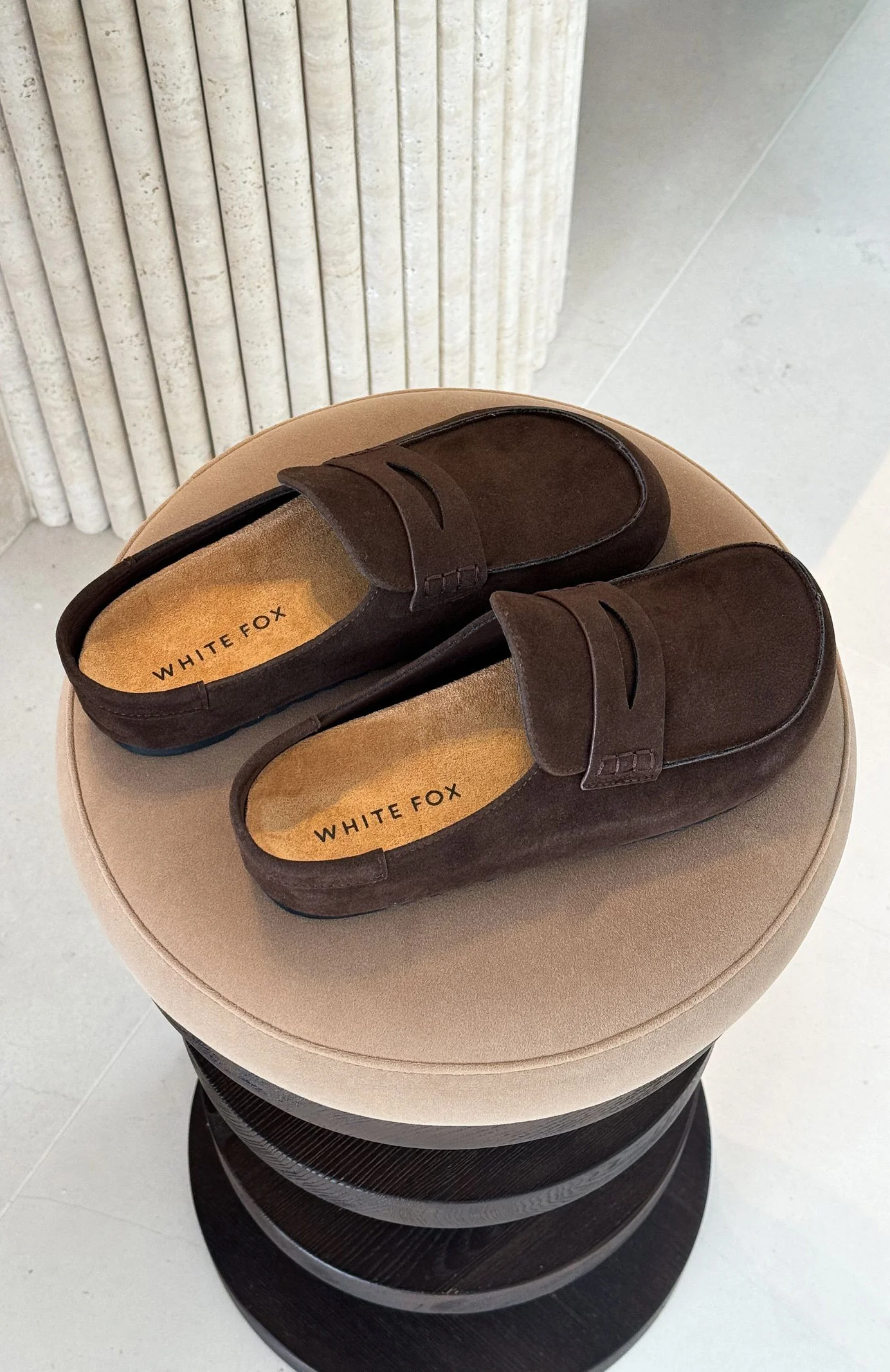 Cayson Loafer Slides Chocolate Faux Suede - Image 4