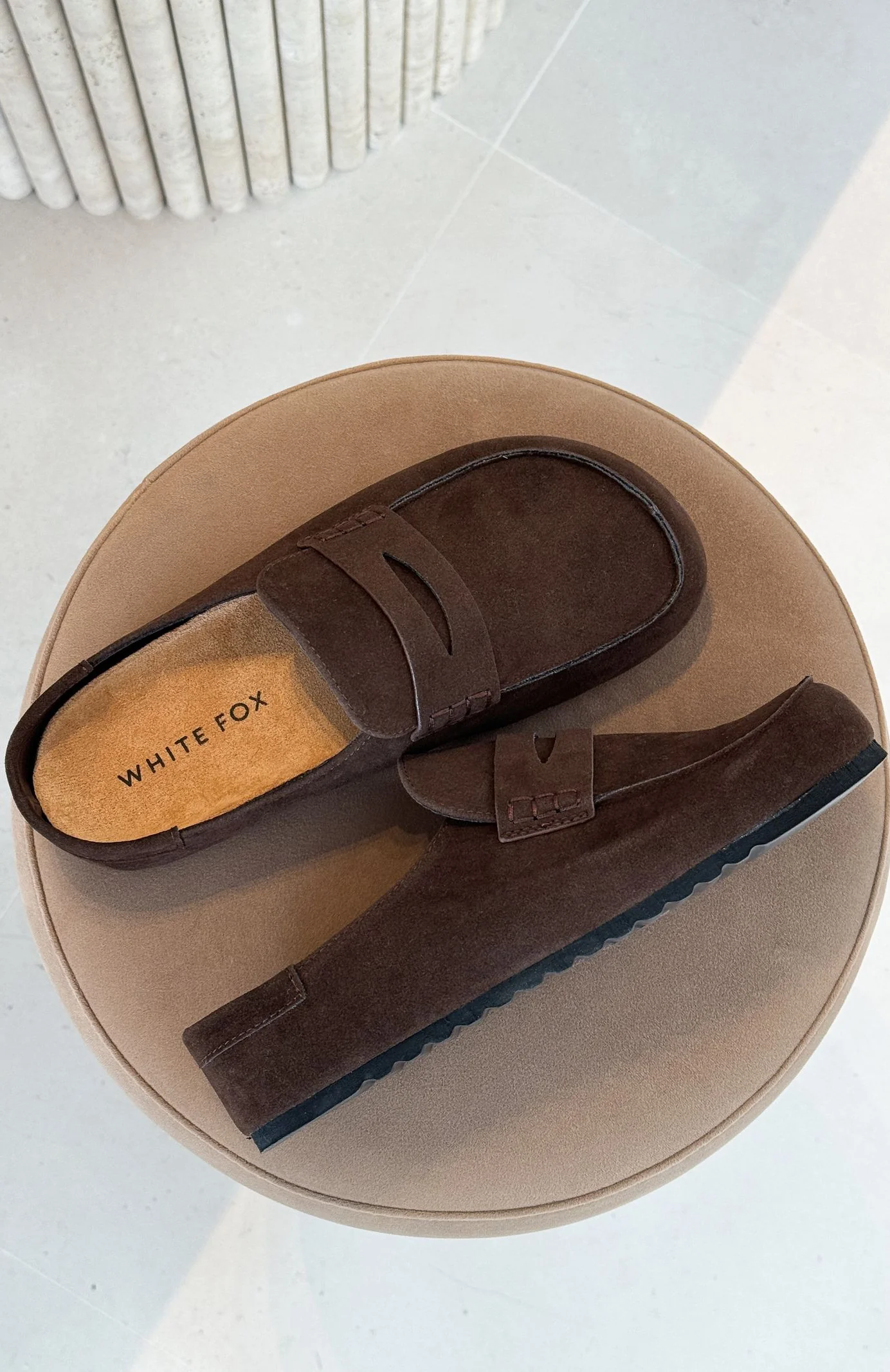 Cayson Loafer Slides Chocolate Faux Suede - Image 5