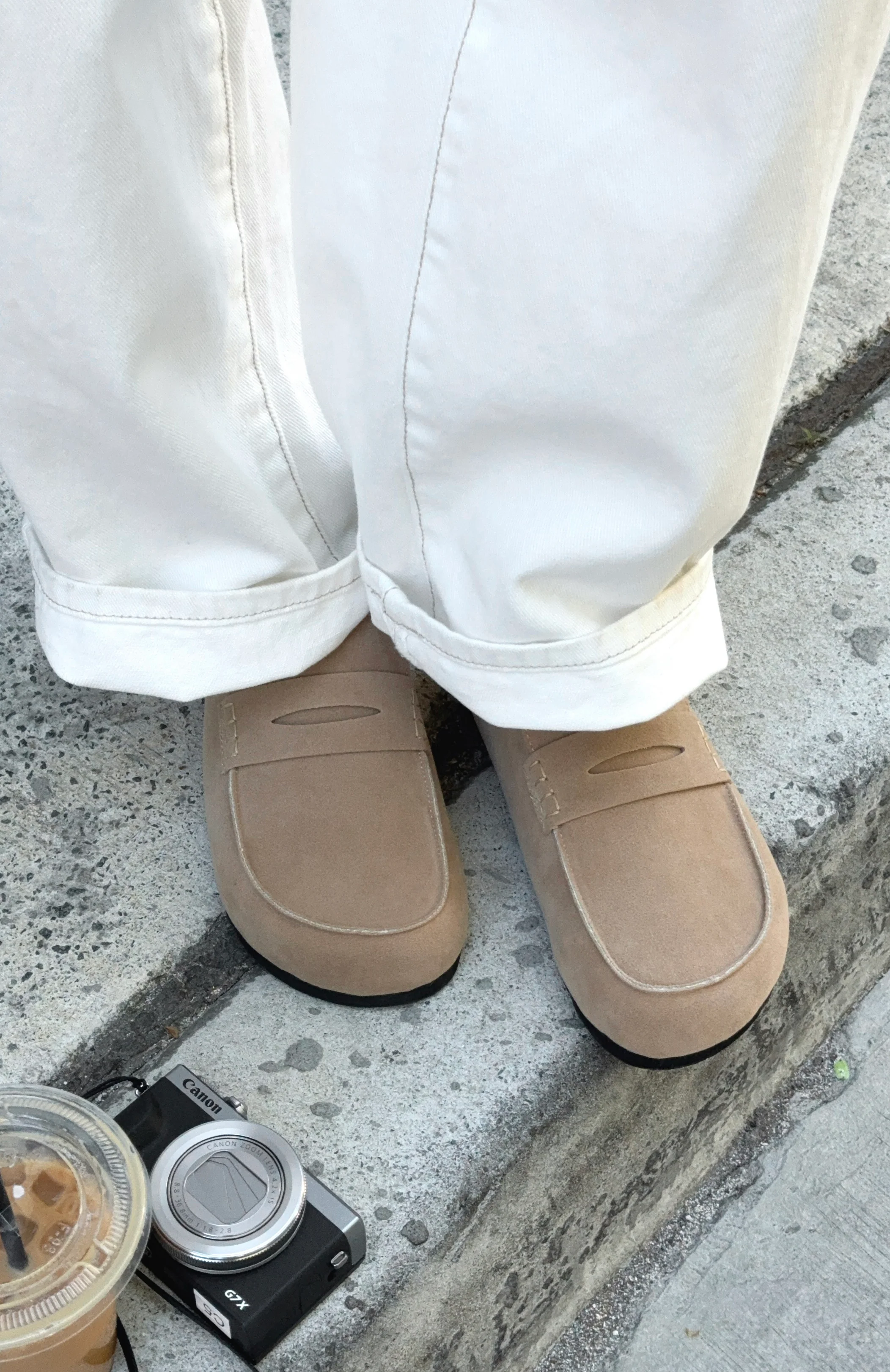 Cayson Loafer Slides Taupe Faux Suede - Image 2