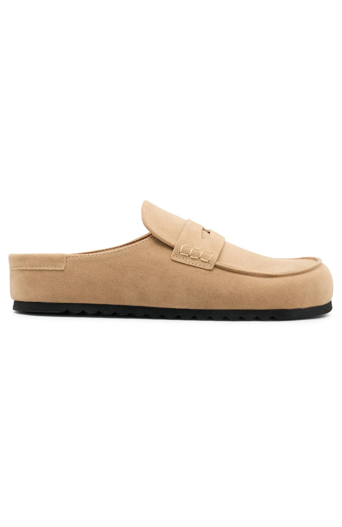 Cayson Loafer Slides Taupe Faux Suede - Image 4