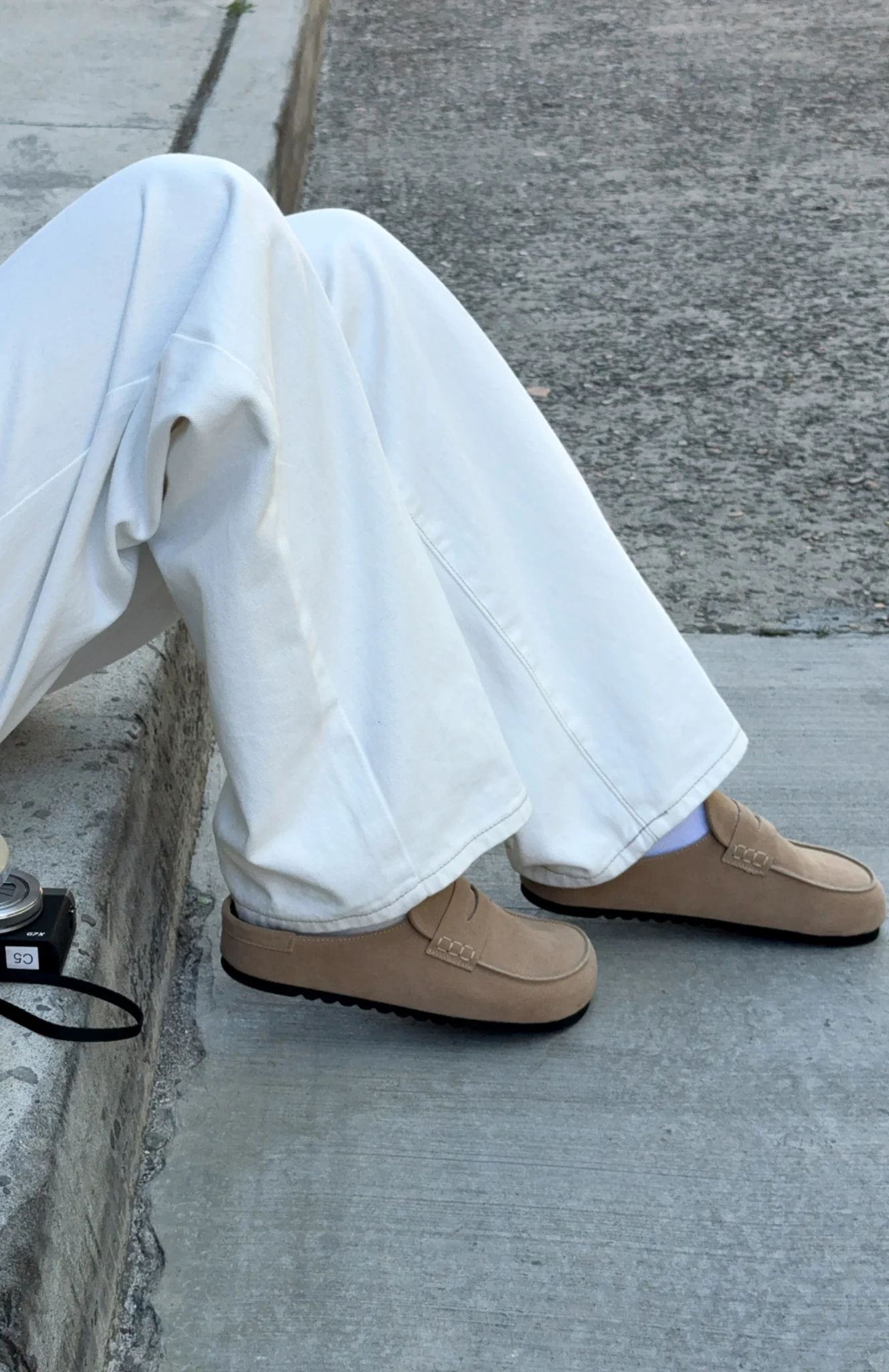Cayson Loafer Slides Taupe Faux Suede - Image 5