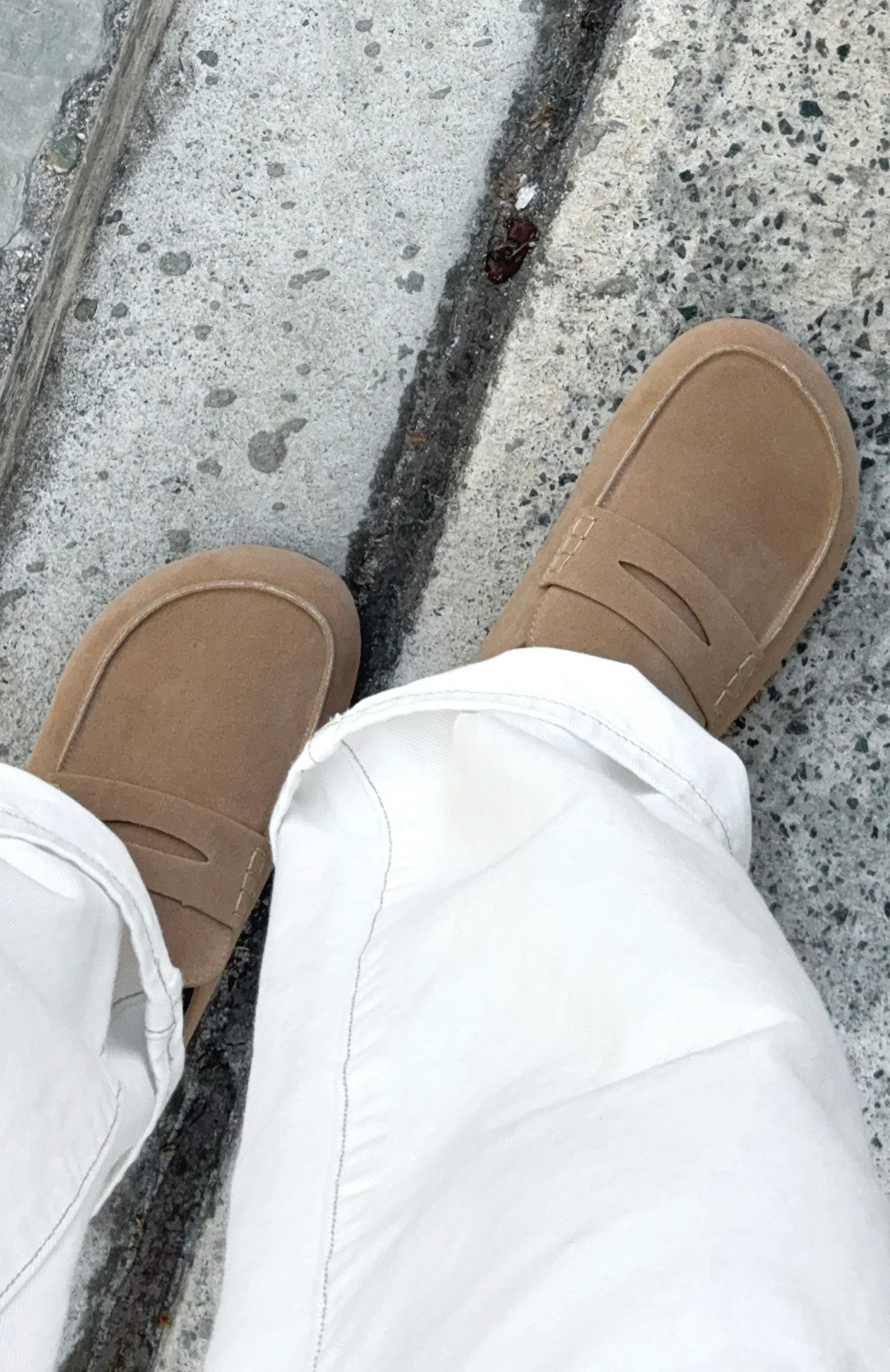 Cayson Loafer Slides Taupe Faux Suede - Image 6