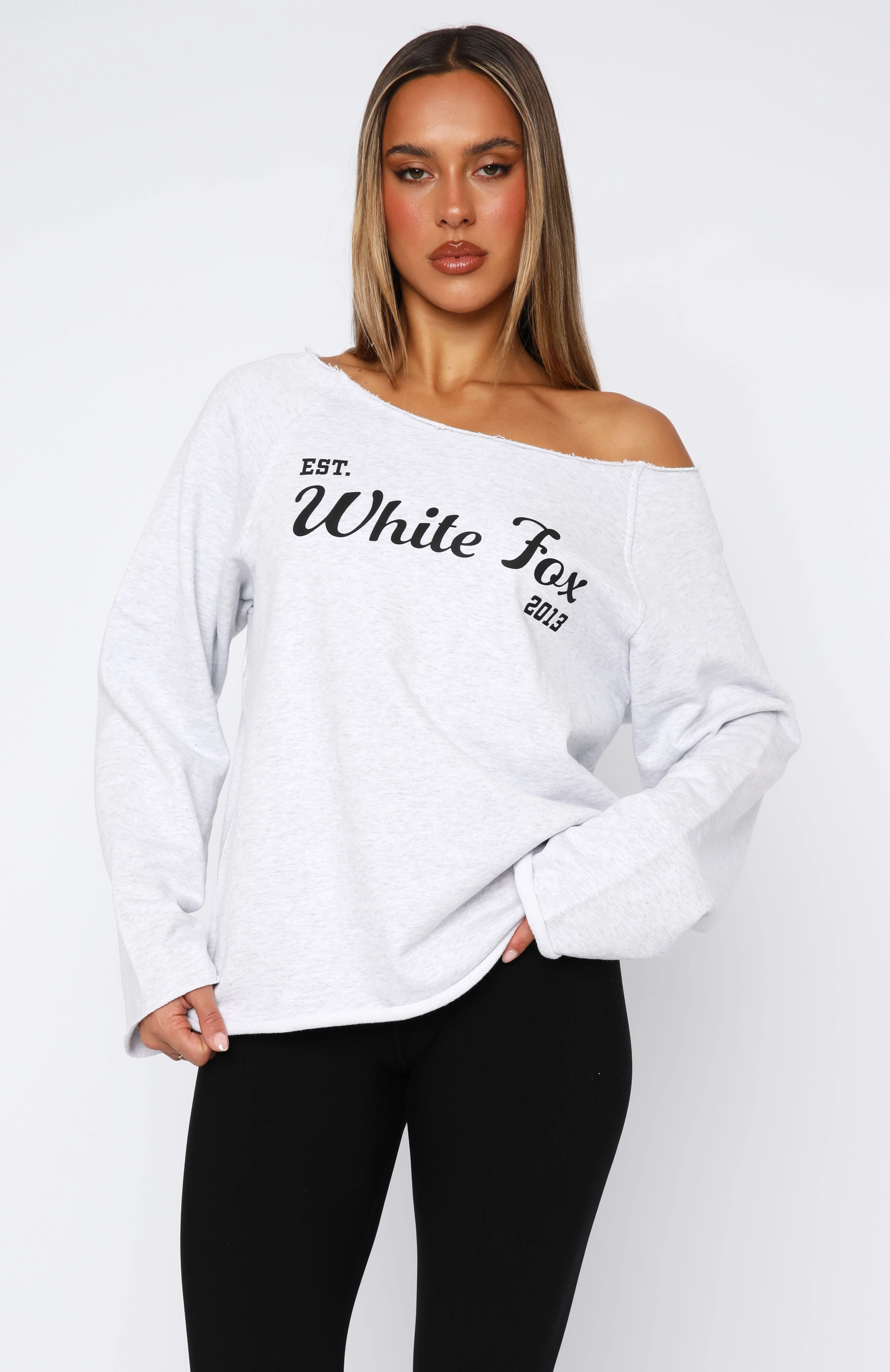 Celebrating Me Off Shoulder Sweater Grey Marle - Image 2