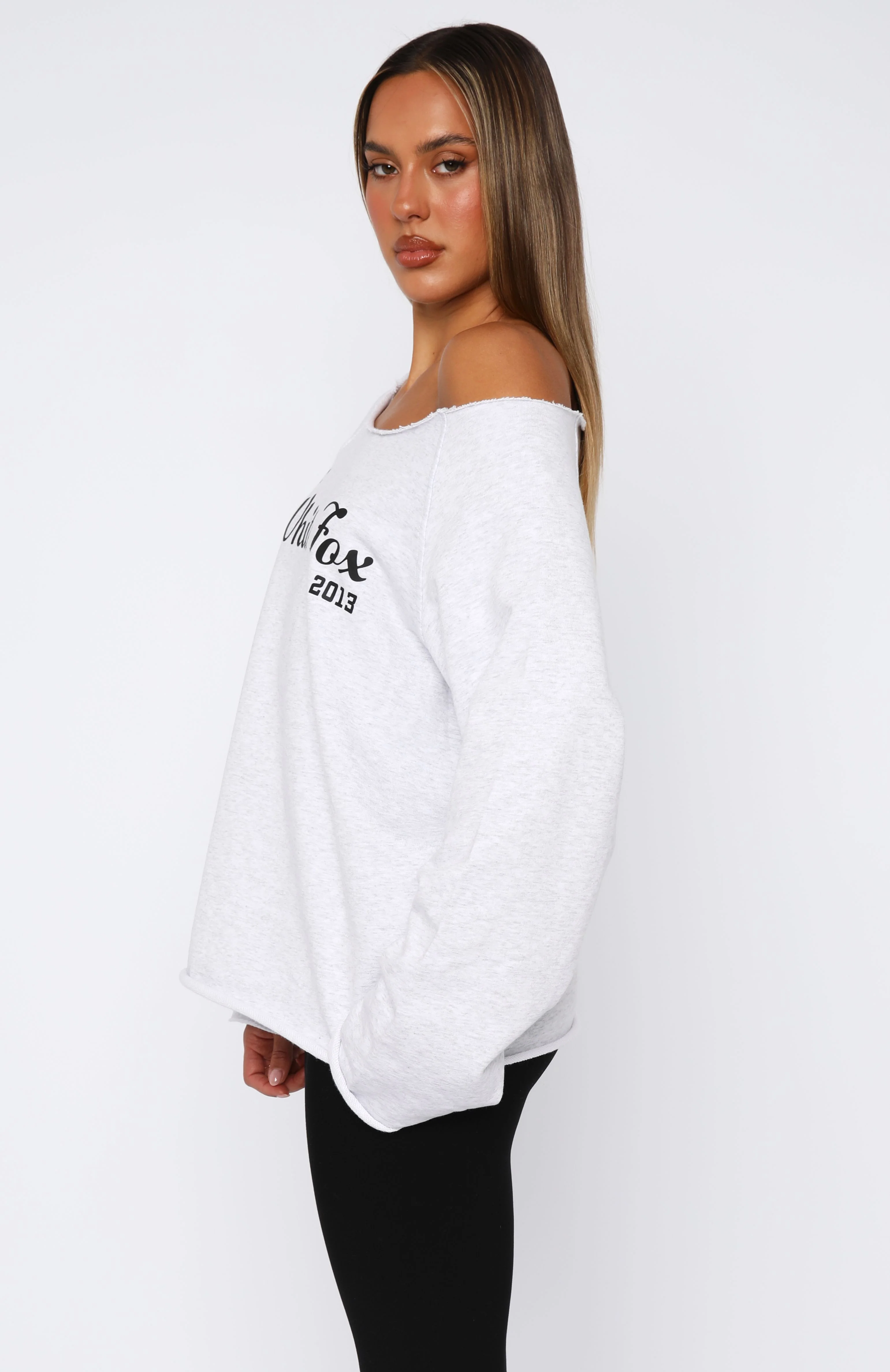 Celebrating Me Off Shoulder Sweater Grey Marle - Image 3