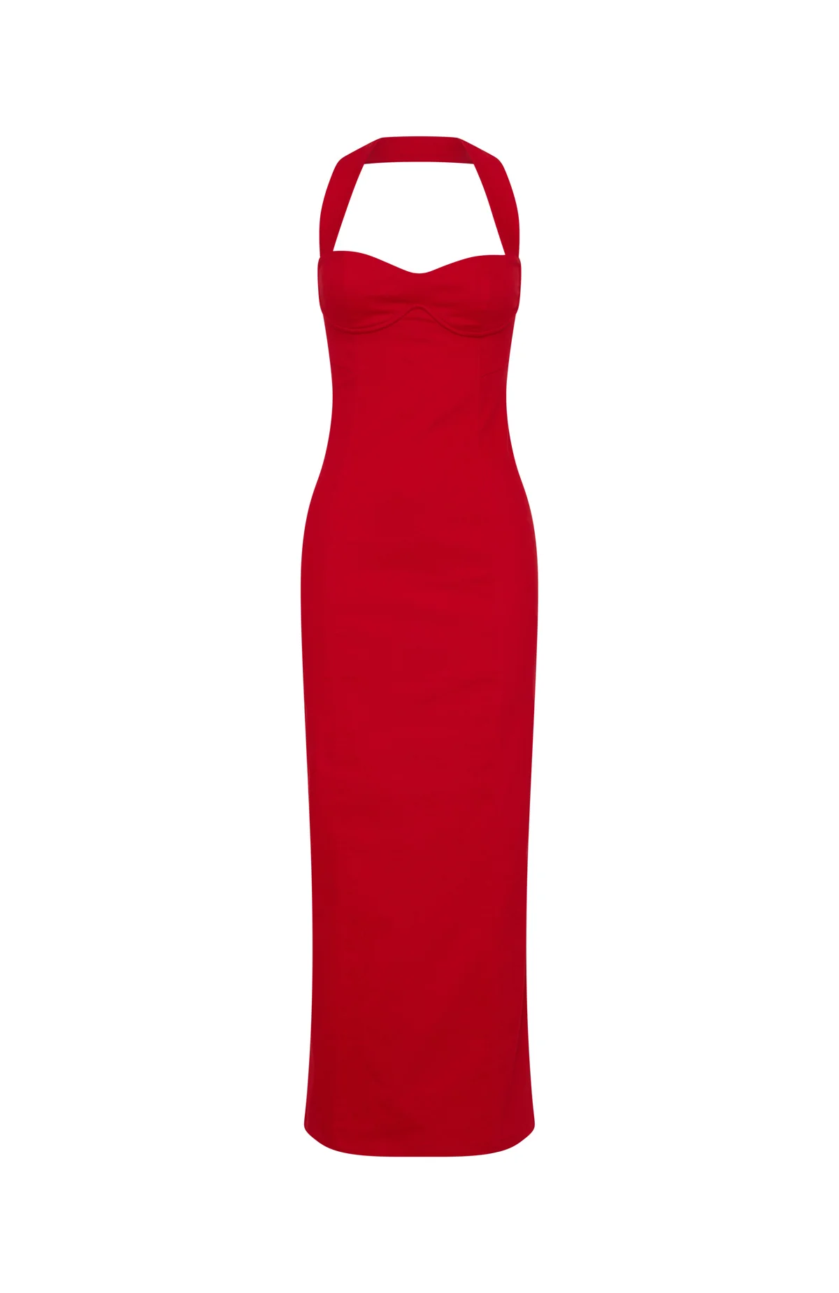 Champagne High Halter Maxi Dress Red - Image 5