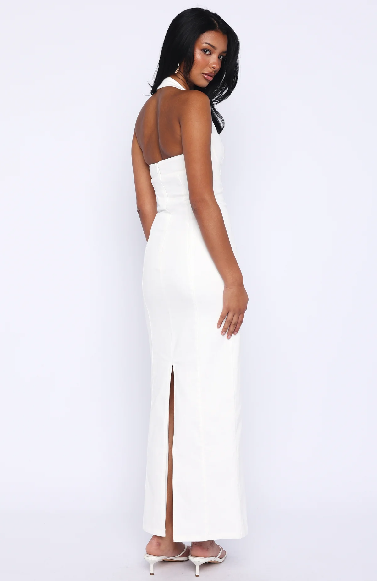 Champagne High Halter Maxi Dress White - Image 4