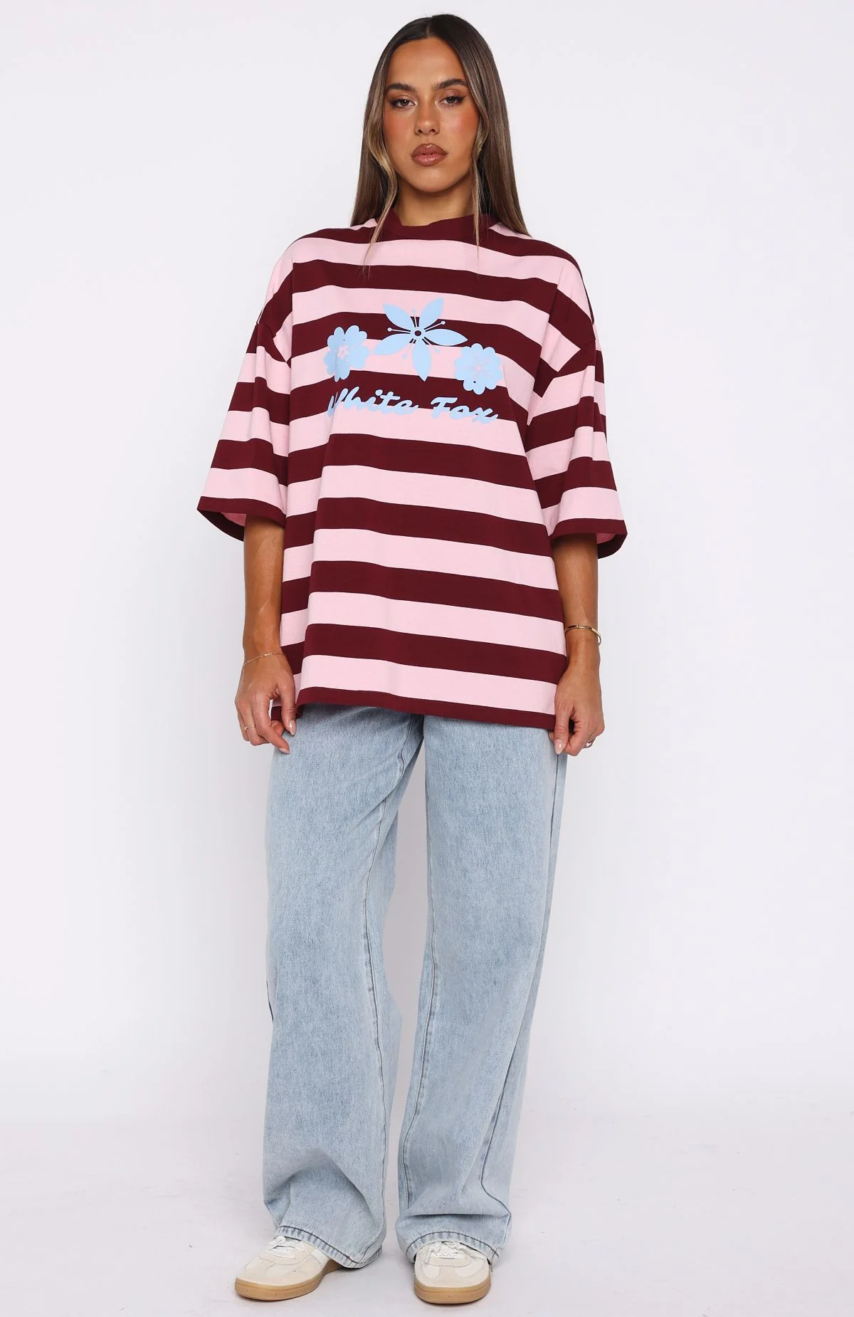 Changed My Play Oversized Tee Dark Red/Pink Stripe - Image 5