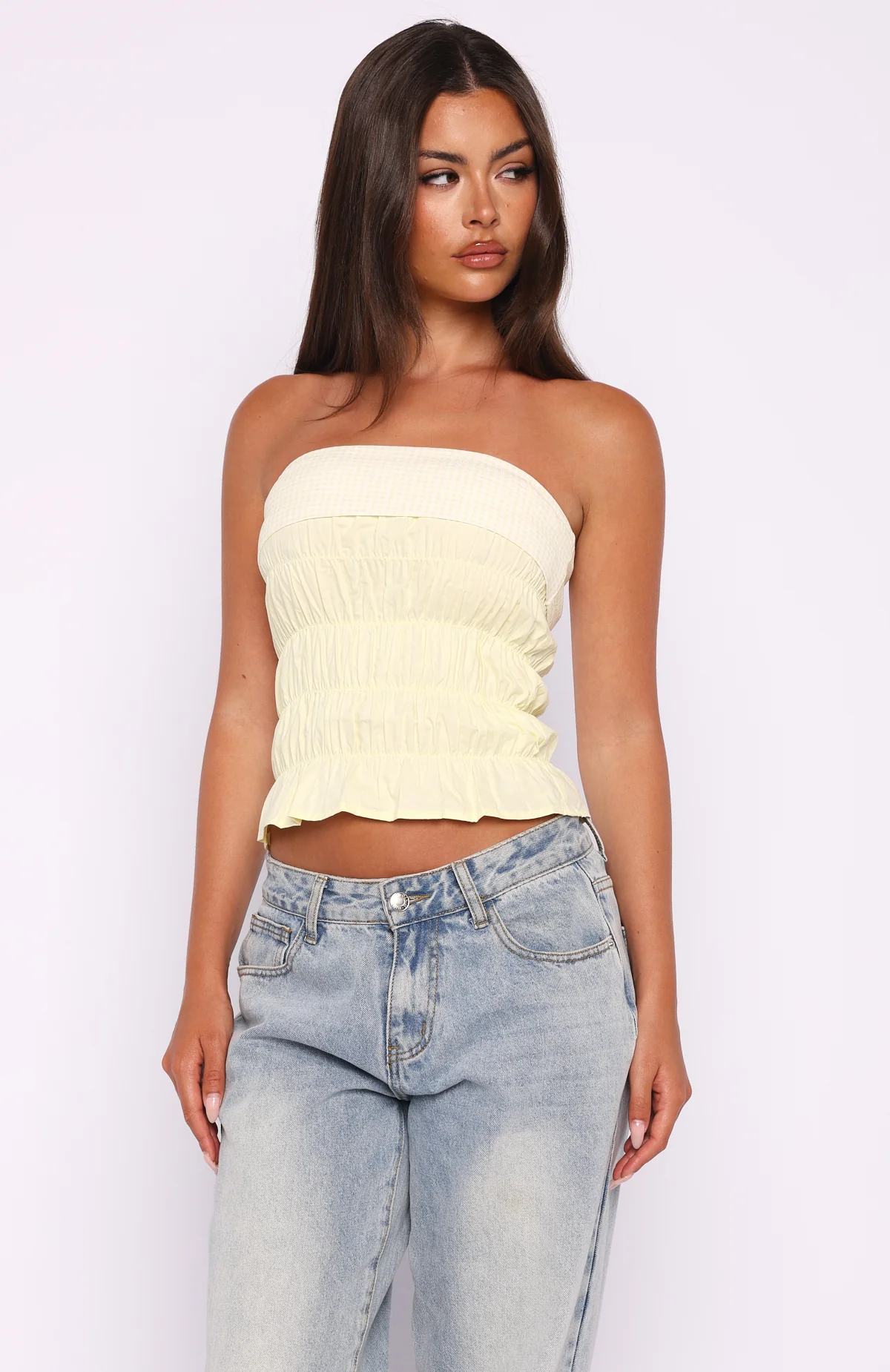 Changed Your Mind Strapless Top Lemon - Image 2