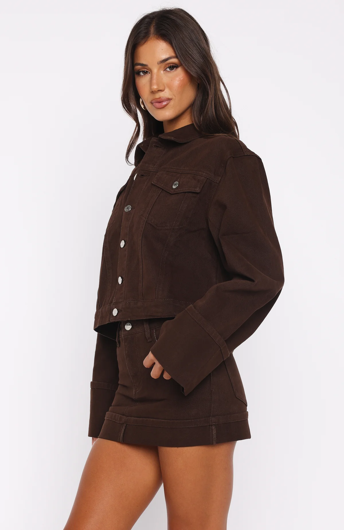 Charlotte Denim Jacket Chocolate Wash - Image 3
