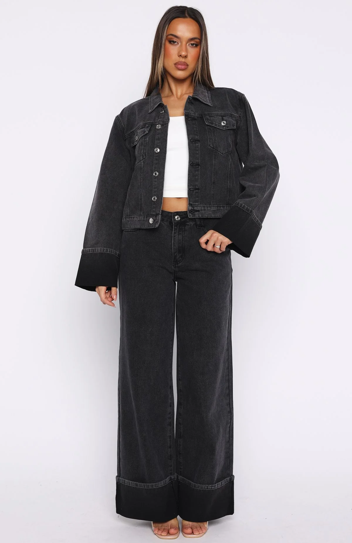 Charlotte Mid Rise Wide Leg Jeans Black Acid - Image 2