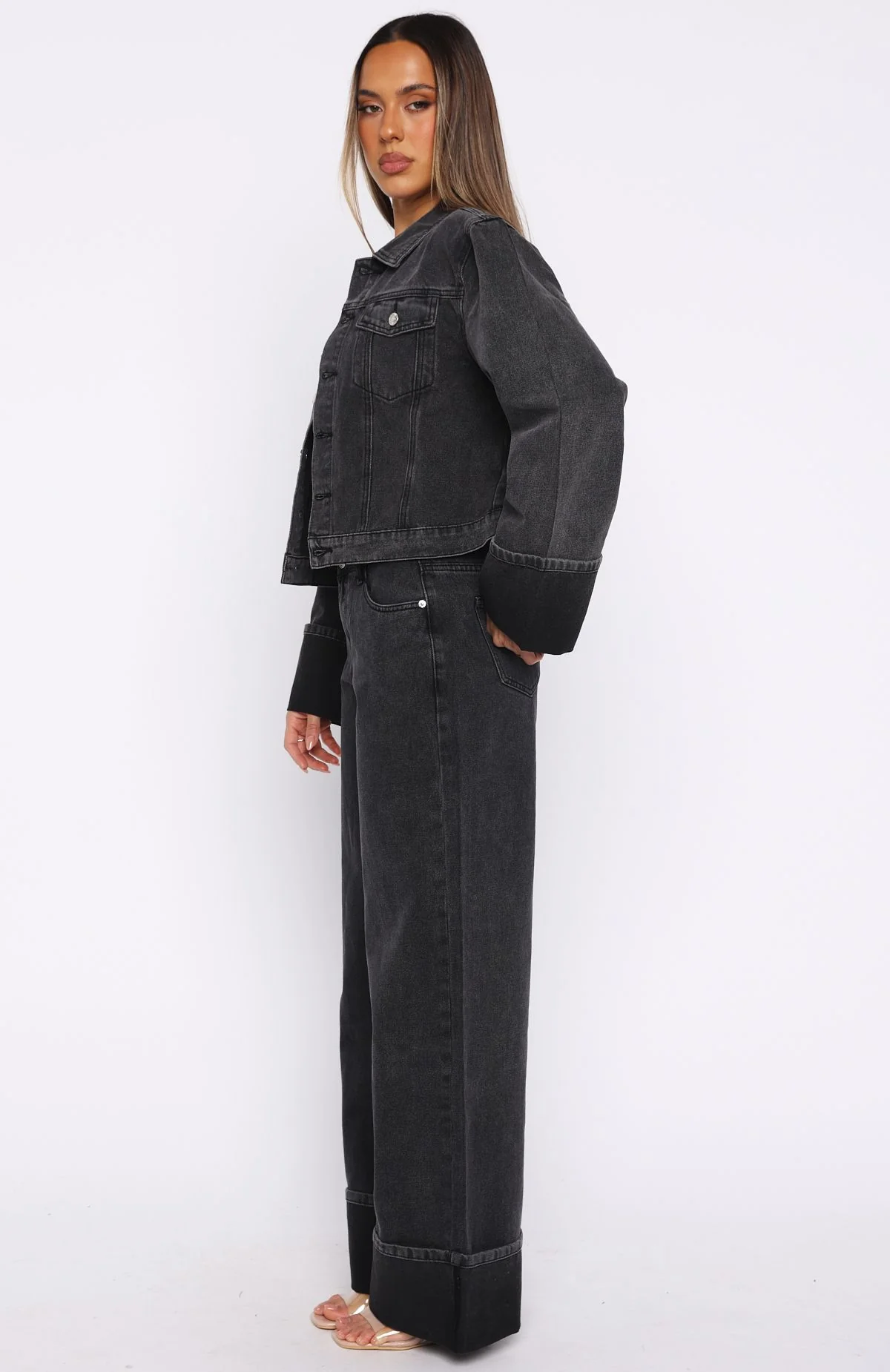 Charlotte Mid Rise Wide Leg Jeans Black Acid - Image 3